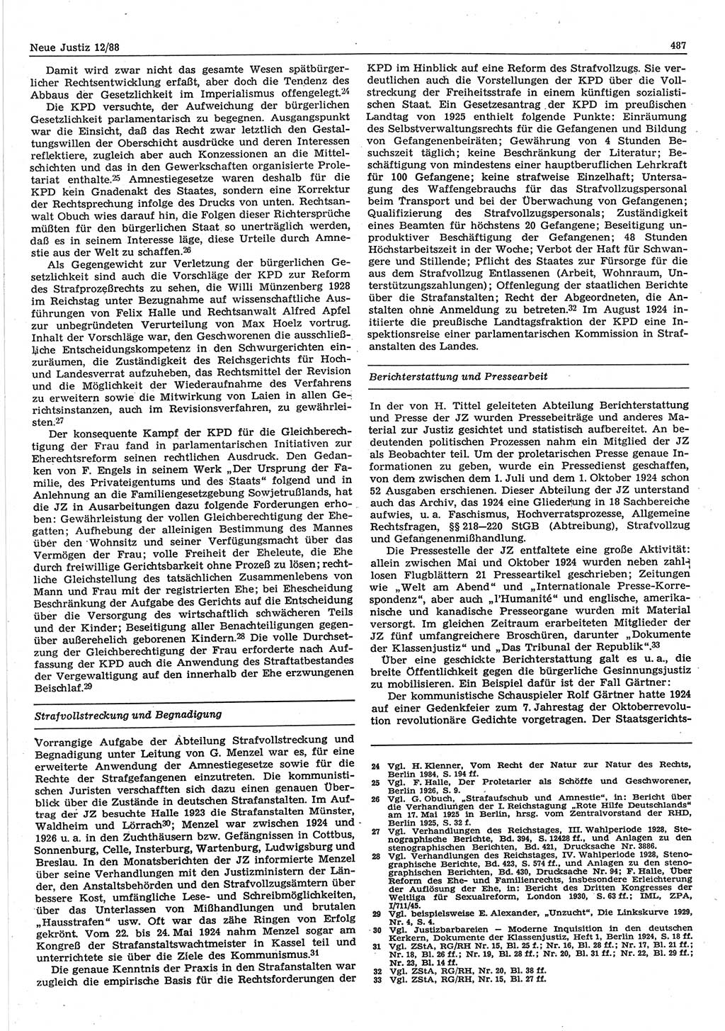 Neue Justiz (NJ), Zeitschrift für sozialistisches Recht und Gesetzlichkeit [Deutsche Demokratische Republik (DDR)], 42. Jahrgang 1988, Seite 487 (NJ DDR 1988, S. 487)