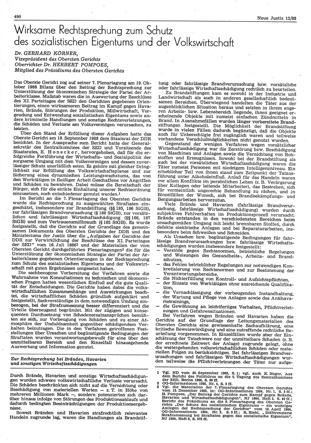 Neue Justiz (NJ), Zeitschrift für sozialistisches Recht und Gesetzlichkeit [Deutsche Demokratische Republik (DDR)], 42. Jahrgang 1988, Seite 490 (NJ DDR 1988, S. 490)