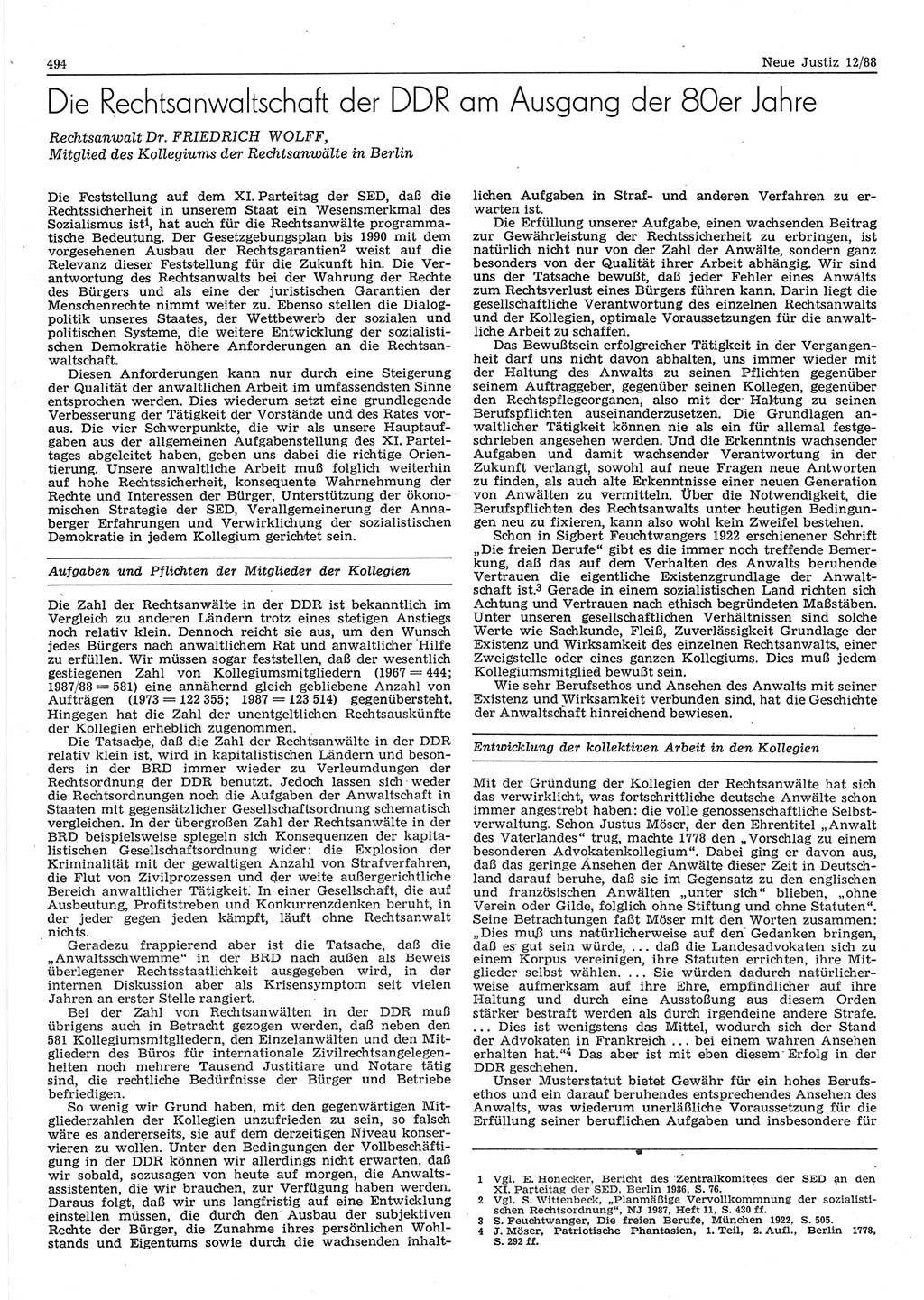 Neue Justiz (NJ), Zeitschrift für sozialistisches Recht und Gesetzlichkeit [Deutsche Demokratische Republik (DDR)], 42. Jahrgang 1988, Seite 494 (NJ DDR 1988, S. 494)