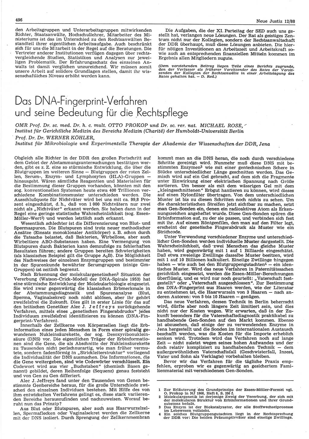 Neue Justiz (NJ), Zeitschrift für sozialistisches Recht und Gesetzlichkeit [Deutsche Demokratische Republik (DDR)], 42. Jahrgang 1988, Seite 496 (NJ DDR 1988, S. 496)