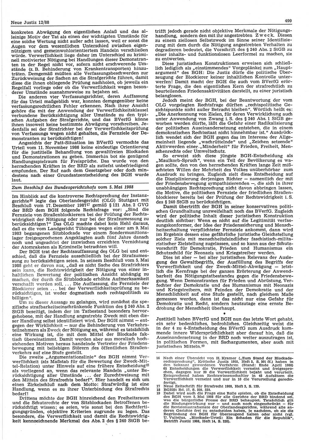 Neue Justiz (NJ), Zeitschrift für sozialistisches Recht und Gesetzlichkeit [Deutsche Demokratische Republik (DDR)], 42. Jahrgang 1988, Seite 499 (NJ DDR 1988, S. 499)
