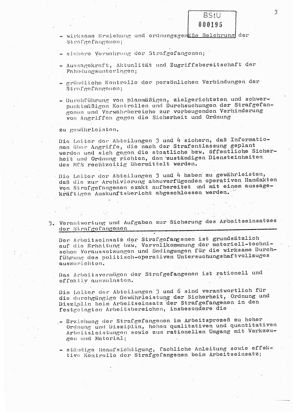 Anweisung Nr. 1/89 zur Gewährleistung der Sicherheit und Ordnung in den Strafgefangenenarbeitskommandos (SGAK) der Abteilung ⅩⅣ des MfS Berlin, Ministerium für Staatssicherheit (MfS) [Deutsche Demokratische Republik (DDR)], Abteilung (Abt.) ⅩⅣ, Berlin 1989, Seite 3 (Anw. 1/89 MfS DDR Abt. ⅩⅣ 1/89 1989, S. 3)