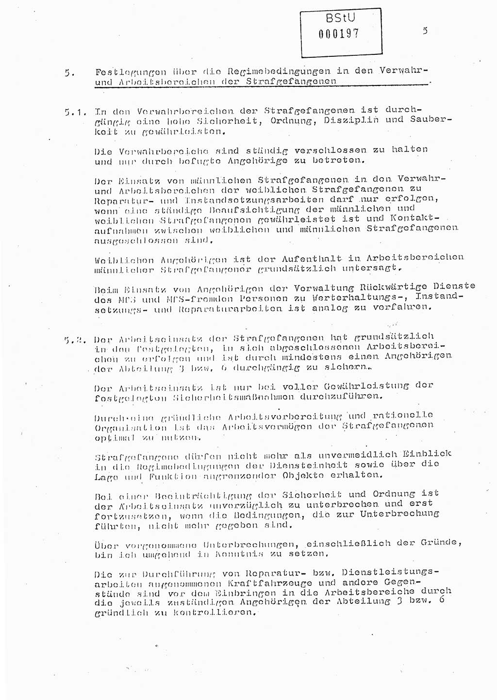 Anweisung Nr. 1/89 zur Gewährleistung der Sicherheit und Ordnung in den Strafgefangenenarbeitskommandos (SGAK) der Abteilung ⅩⅣ des MfS Berlin, Ministerium für Staatssicherheit (MfS) [Deutsche Demokratische Republik (DDR)], Abteilung (Abt.) ⅩⅣ, Berlin 1989, Seite 5 (Anw. 1/89 MfS DDR Abt. ⅩⅣ 1/89 1989, S. 5)