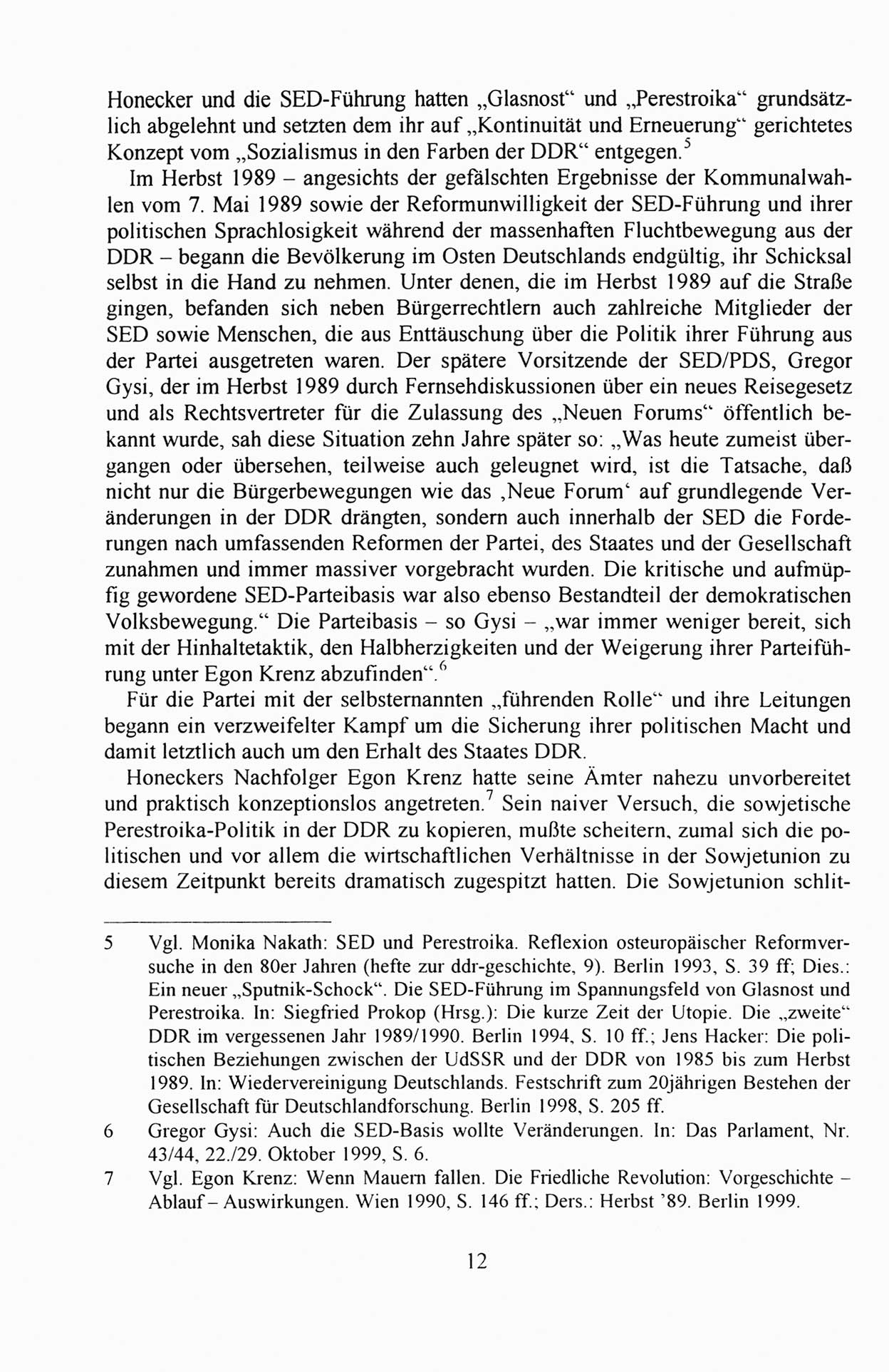 AuÃŸerordentlicher Parteitag der SED/PDS (Sozialistische Einheitspartei Deutschlands/Partei des Demokratischen Sozialismus) [Deutsche Demokratische Republik (DDR)], Protokoll der Beratungen am 8./9. und 16./17.12.1989 in Berlin 1989, Seite 12 (PT. SED/PDS DDR Prot. 1989, S. 12)