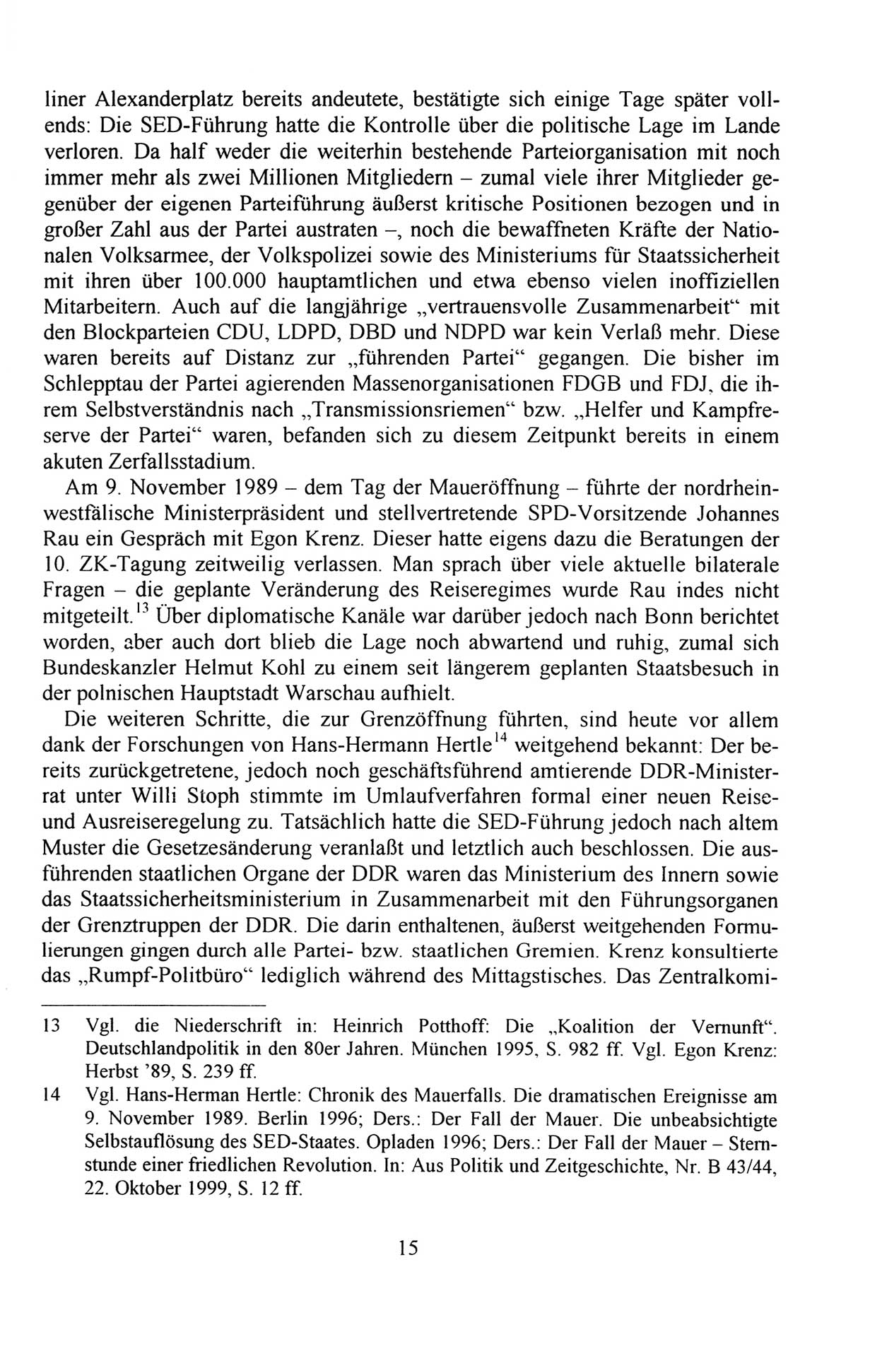 Außerordentlicher Parteitag der SED/PDS (Sozialistische Einheitspartei Deutschlands/Partei des Demokratischen Sozialismus) [Deutsche Demokratische Republik (DDR)], Protokoll der Beratungen am 8./9. und 16./17.12.1989 in Berlin 1989, Seite 15 (PT. SED/PDS DDR Prot. 1989, S. 15)