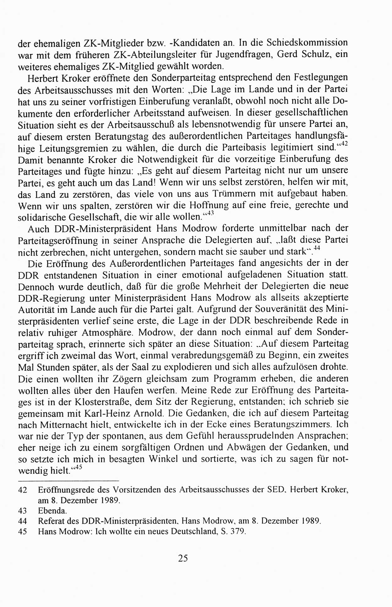 AuÃŸerordentlicher Parteitag der SED/PDS (Sozialistische Einheitspartei Deutschlands/Partei des Demokratischen Sozialismus) [Deutsche Demokratische Republik (DDR)], Protokoll der Beratungen am 8./9. und 16./17.12.1989 in Berlin 1989, Seite 25 (PT. SED/PDS DDR Prot. 1989, S. 25)