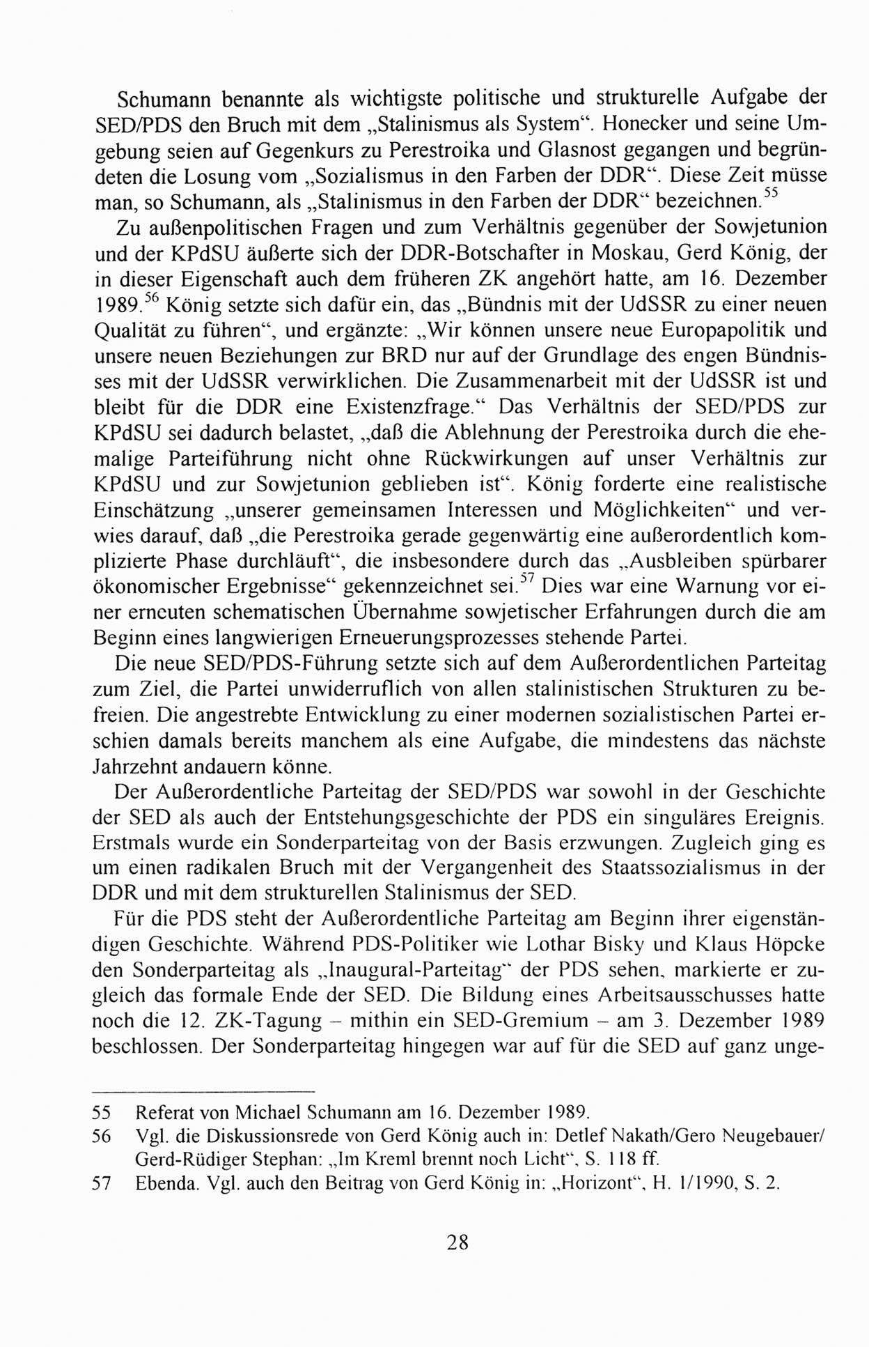 Außerordentlicher Parteitag der SED/PDS (Sozialistische Einheitspartei Deutschlands/Partei des Demokratischen Sozialismus) [Deutsche Demokratische Republik (DDR)], Protokoll der Beratungen am 8./9. und 16./17.12.1989 in Berlin 1989, Seite 28 (PT. SED/PDS DDR Prot. 1989, S. 28)