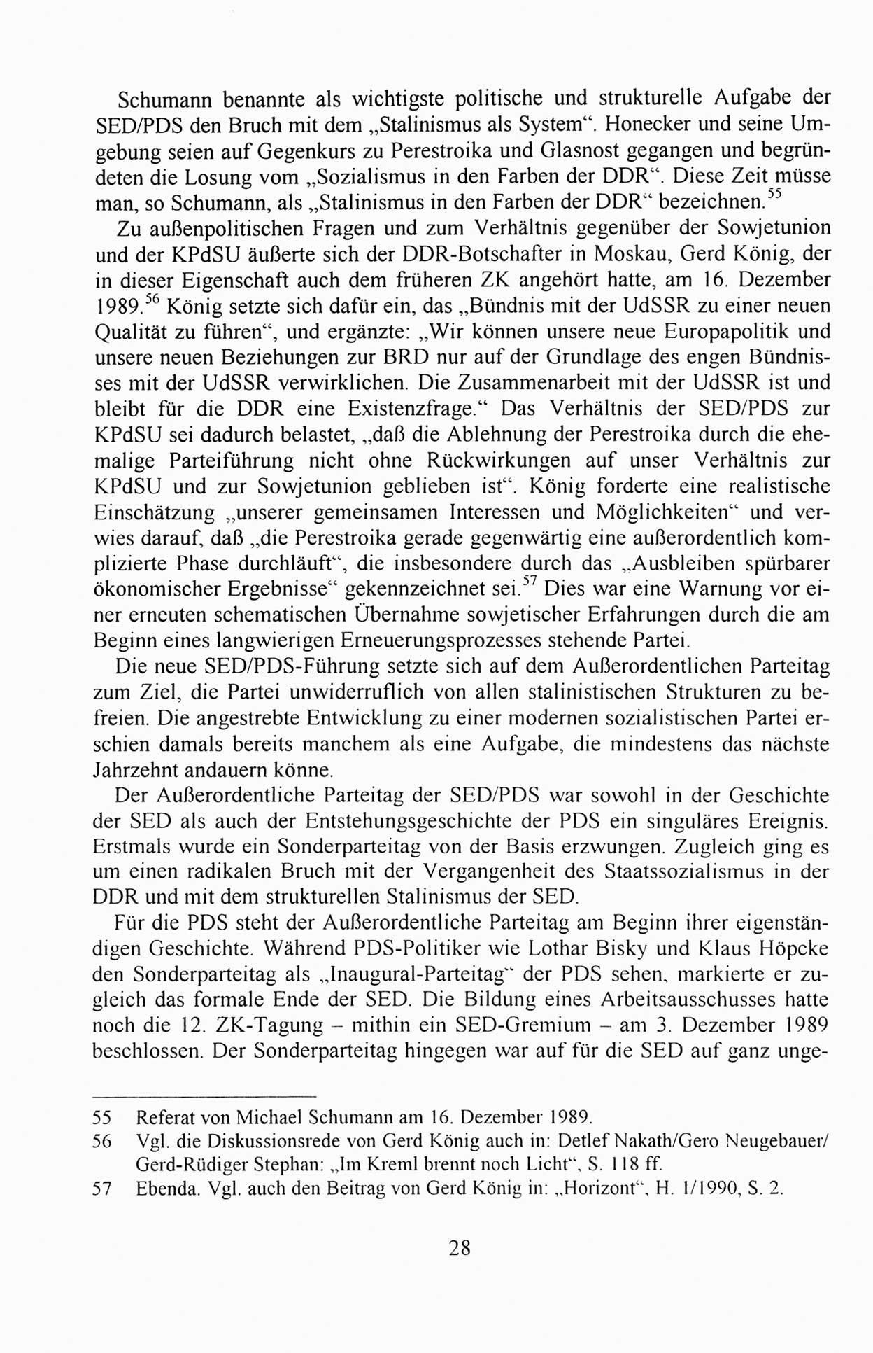 AuÃŸerordentlicher Parteitag der SED/PDS (Sozialistische Einheitspartei Deutschlands/Partei des Demokratischen Sozialismus) [Deutsche Demokratische Republik (DDR)], Protokoll der Beratungen am 8./9. und 16./17.12.1989 in Berlin 1989, Seite 28 (PT. SED/PDS DDR Prot. 1989, S. 28)