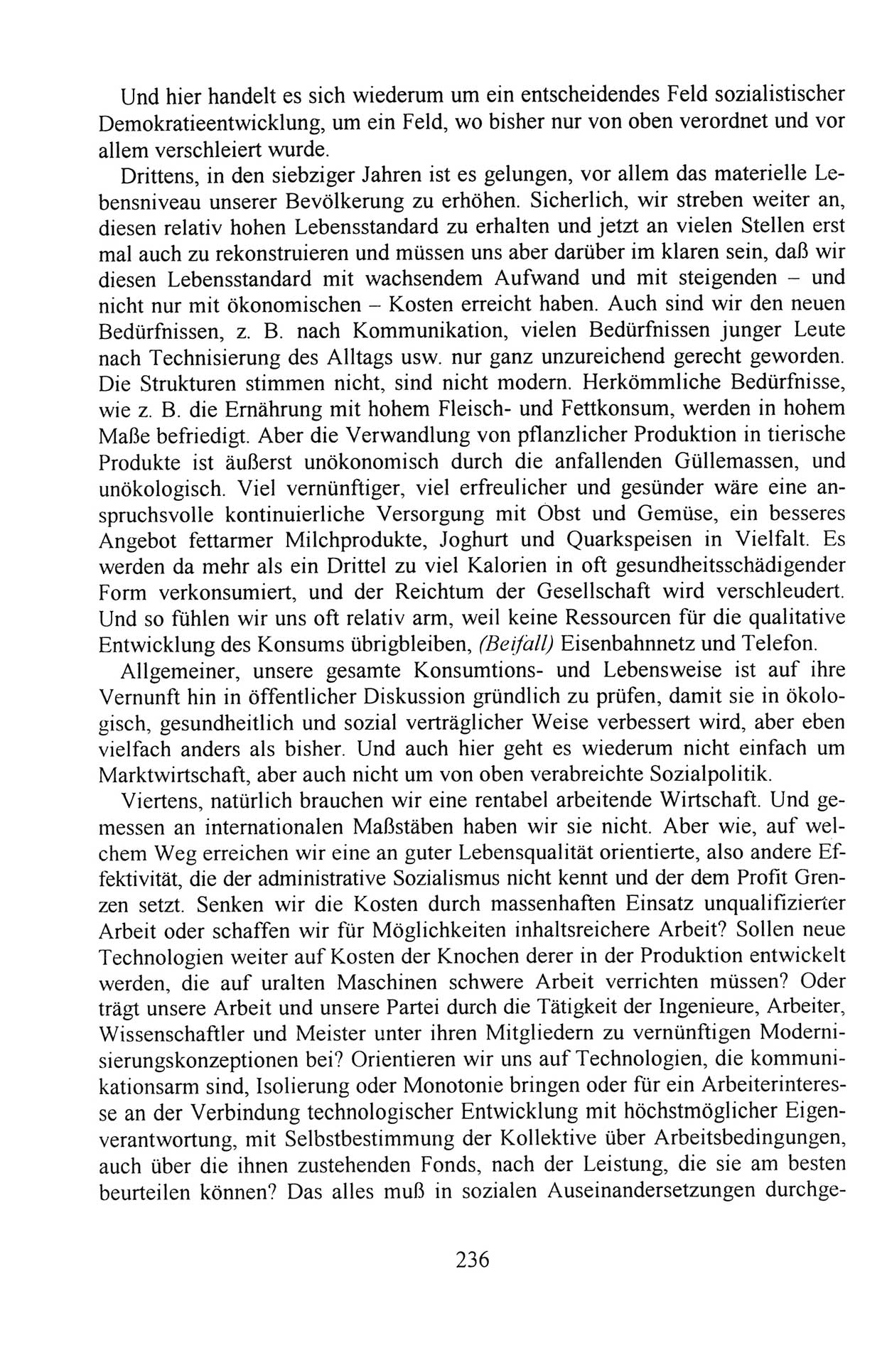 Außerordentlicher Parteitag der SED/PDS (Sozialistische Einheitspartei Deutschlands/Partei des Demokratischen Sozialismus) [Deutsche Demokratische Republik (DDR)], Protokoll der Beratungen am 8./9. und 16./17.12.1989 in Berlin 1989, Seite 236 (PT. SED/PDS DDR Prot. 1989, S. 236)