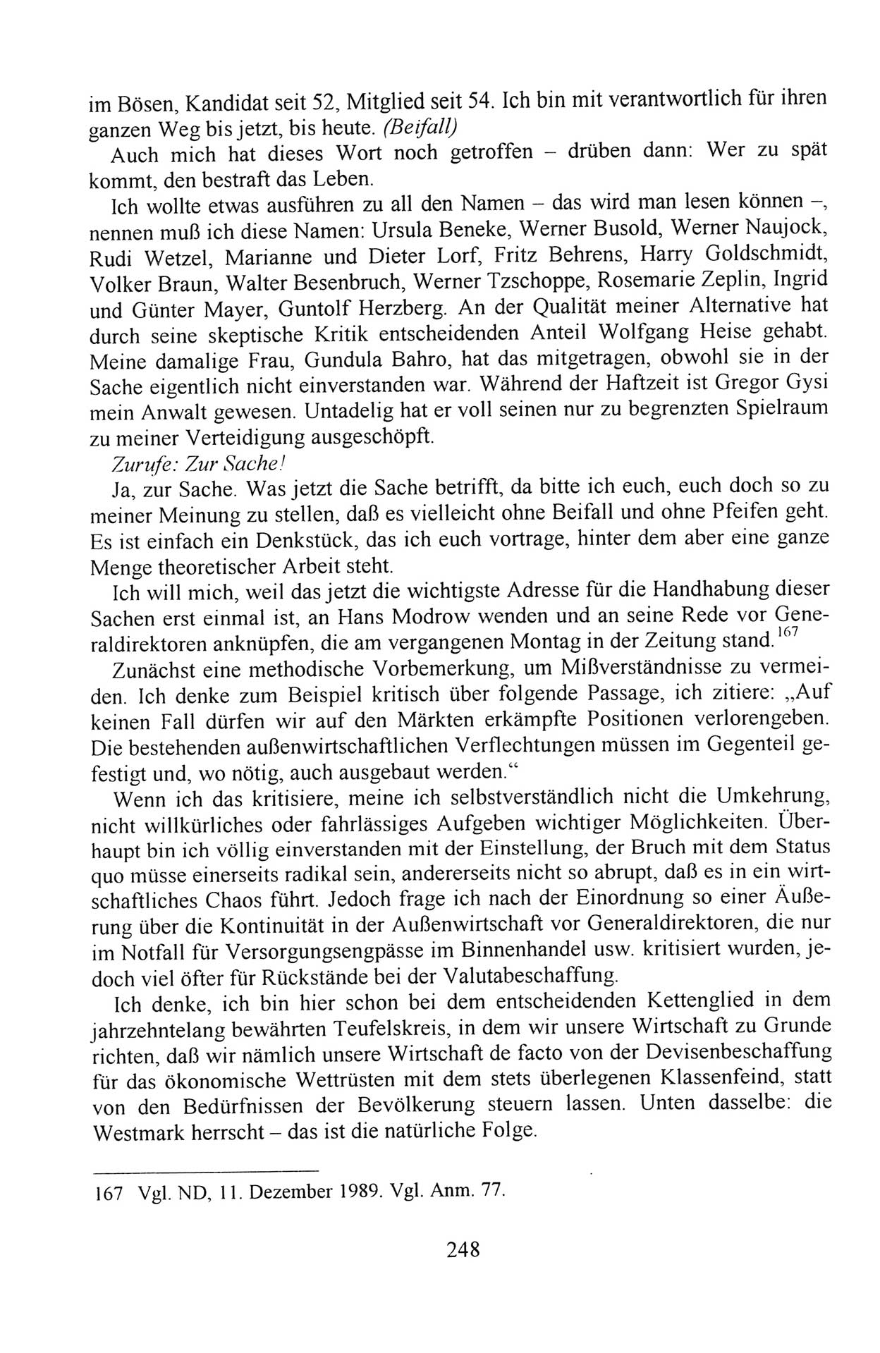AuÃŸerordentlicher Parteitag der SED/PDS (Sozialistische Einheitspartei Deutschlands/Partei des Demokratischen Sozialismus) [Deutsche Demokratische Republik (DDR)], Protokoll der Beratungen am 8./9. und 16./17.12.1989 in Berlin 1989, Seite 248 (PT. SED/PDS DDR Prot. 1989, S. 248)