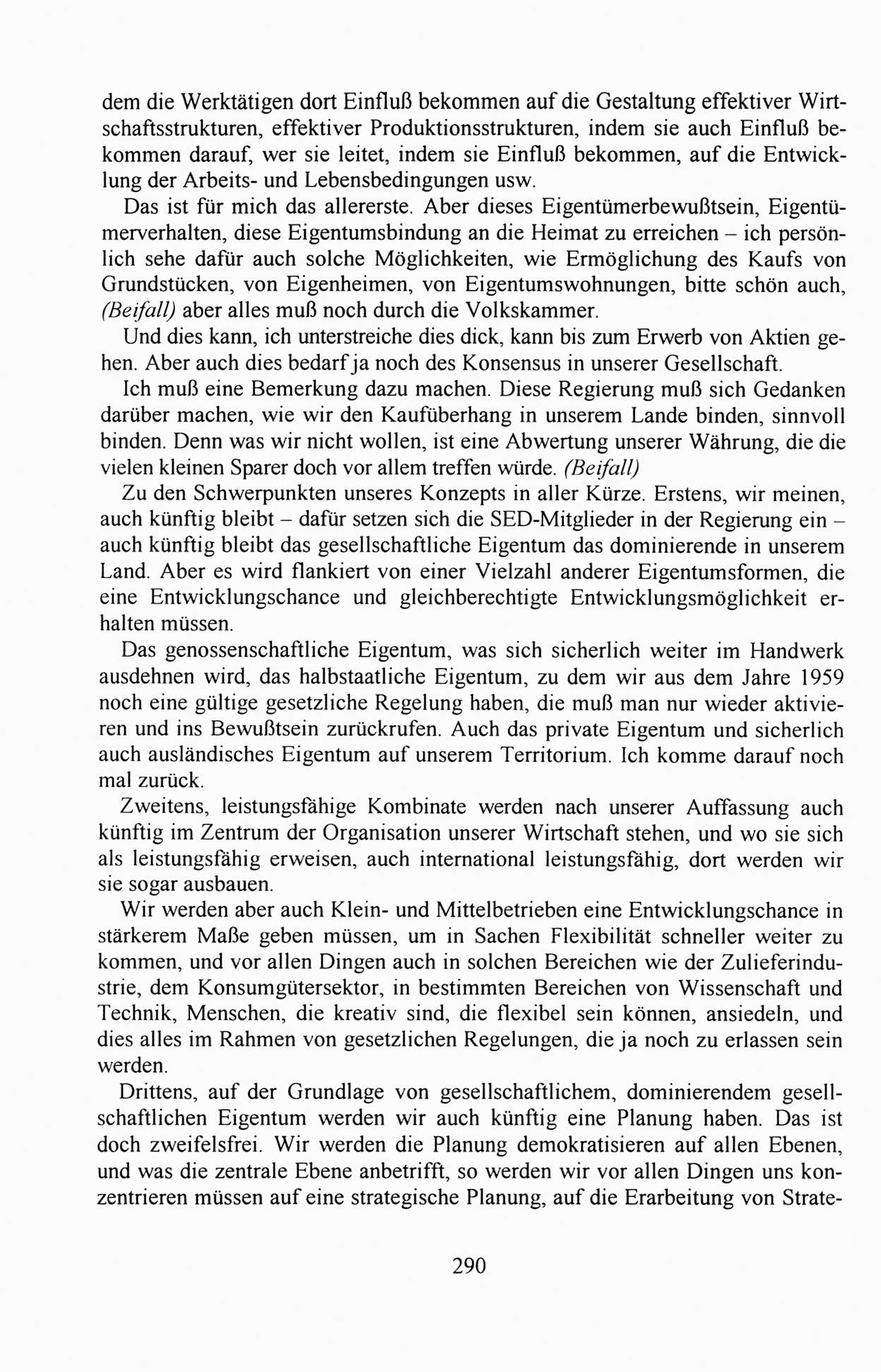AuÃŸerordentlicher Parteitag der SED/PDS (Sozialistische Einheitspartei Deutschlands/Partei des Demokratischen Sozialismus) [Deutsche Demokratische Republik (DDR)], Protokoll der Beratungen am 8./9. und 16./17.12.1989 in Berlin 1989, Seite 290 (PT. SED/PDS DDR Prot. 1989, S. 290)