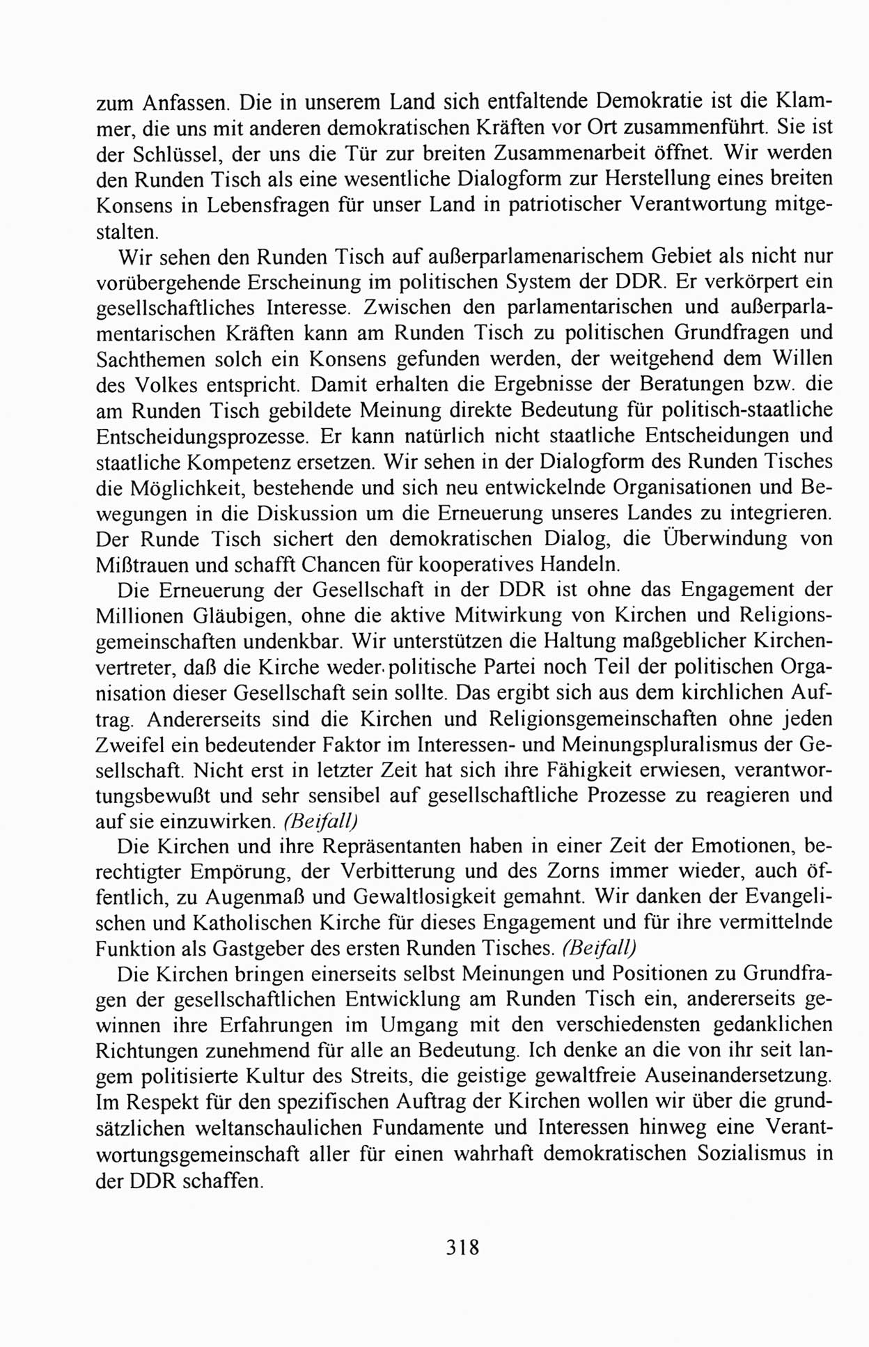 AuÃŸerordentlicher Parteitag der SED/PDS (Sozialistische Einheitspartei Deutschlands/Partei des Demokratischen Sozialismus) [Deutsche Demokratische Republik (DDR)], Protokoll der Beratungen am 8./9. und 16./17.12.1989 in Berlin 1989, Seite 318 (PT. SED/PDS DDR Prot. 1989, S. 318)