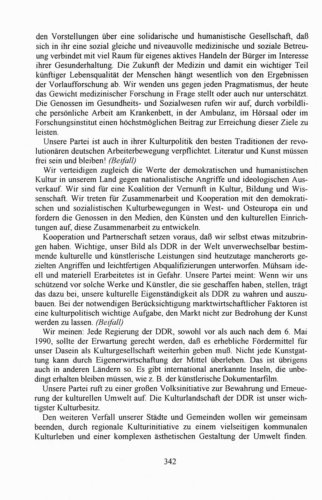 AuÃŸerordentlicher Parteitag der SED/PDS (Sozialistische Einheitspartei Deutschlands/Partei des Demokratischen Sozialismus) [Deutsche Demokratische Republik (DDR)], Protokoll der Beratungen am 8./9. und 16./17.12.1989 in Berlin 1989, Seite 342 (PT. SED/PDS DDR Prot. 1989, S. 342)