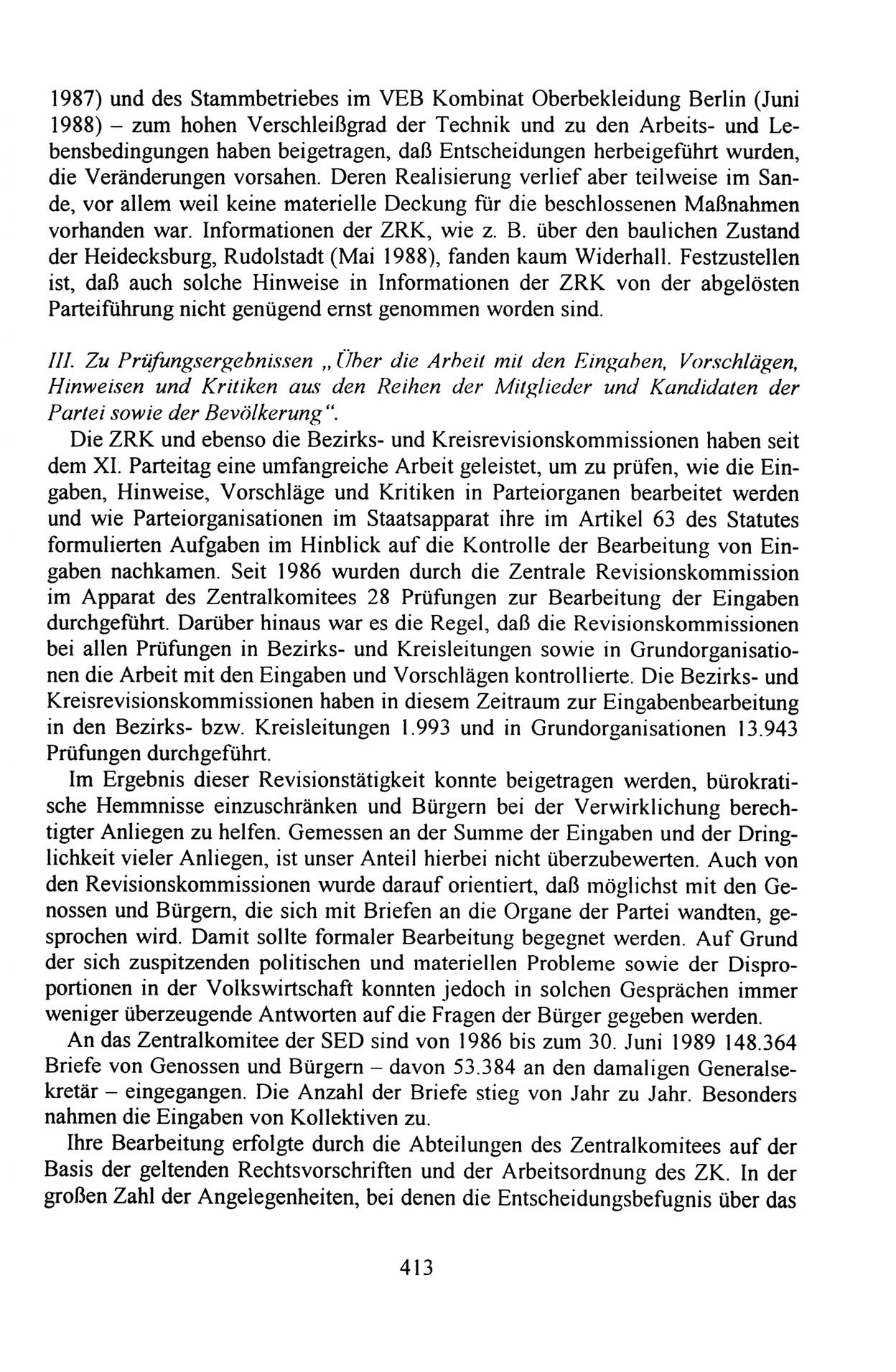 Außerordentlicher Parteitag der SED/PDS (Sozialistische Einheitspartei Deutschlands/Partei des Demokratischen Sozialismus) [Deutsche Demokratische Republik (DDR)], Protokoll der Beratungen am 8./9. und 16./17.12.1989 in Berlin 1989, Seite 413 (PT. SED/PDS DDR Prot. 1989, S. 413)