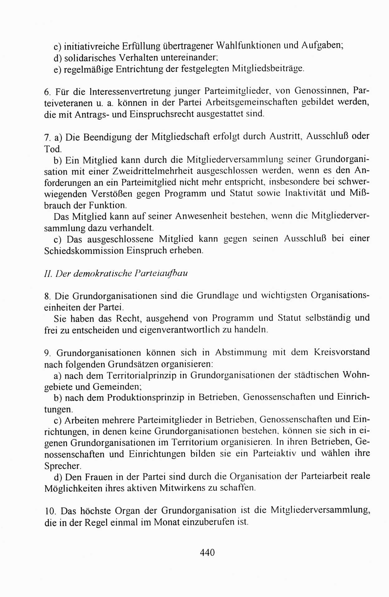 Außerordentlicher Parteitag der SED/PDS (Sozialistische Einheitspartei Deutschlands/Partei des Demokratischen Sozialismus) [Deutsche Demokratische Republik (DDR)], Protokoll der Beratungen am 8./9. und 16./17.12.1989 in Berlin 1989, Seite 440 (PT. SED/PDS DDR Prot. 1989, S. 440)