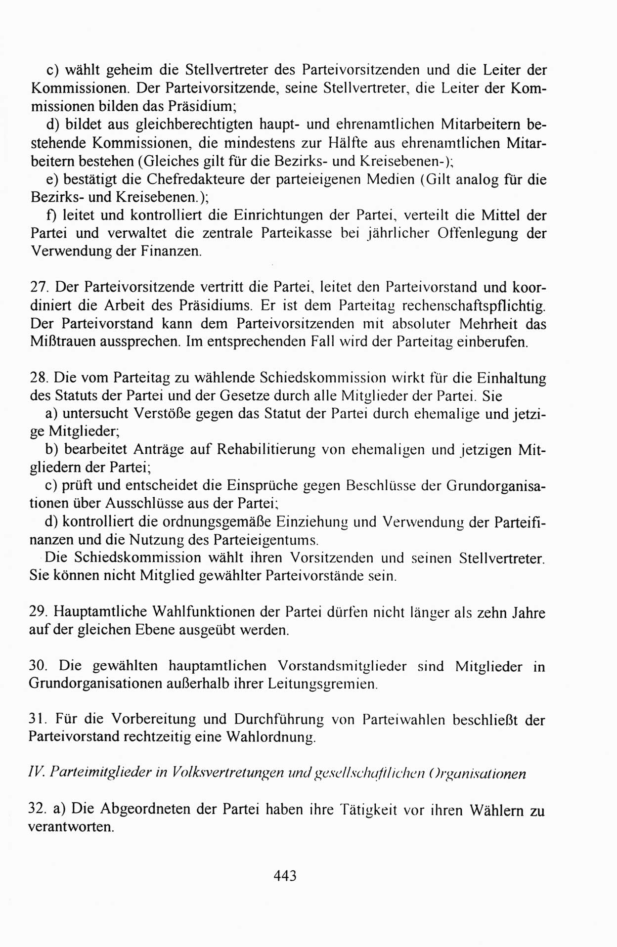 Außerordentlicher Parteitag der SED/PDS (Sozialistische Einheitspartei Deutschlands/Partei des Demokratischen Sozialismus) [Deutsche Demokratische Republik (DDR)], Protokoll der Beratungen am 8./9. und 16./17.12.1989 in Berlin 1989, Seite 443 (PT. SED/PDS DDR Prot. 1989, S. 443)