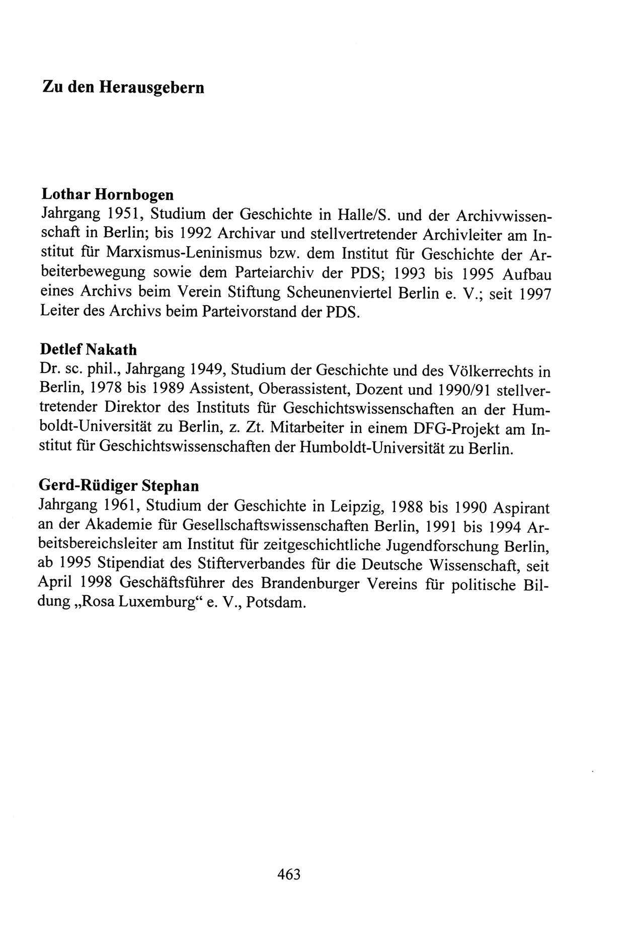 Außerordentlicher Parteitag der SED/PDS (Sozialistische Einheitspartei Deutschlands/Partei des Demokratischen Sozialismus) [Deutsche Demokratische Republik (DDR)], Protokoll der Beratungen am 8./9. und 16./17.12.1989 in Berlin 1989, Seite 463 (PT. SED/PDS DDR Prot. 1989, S. 463)