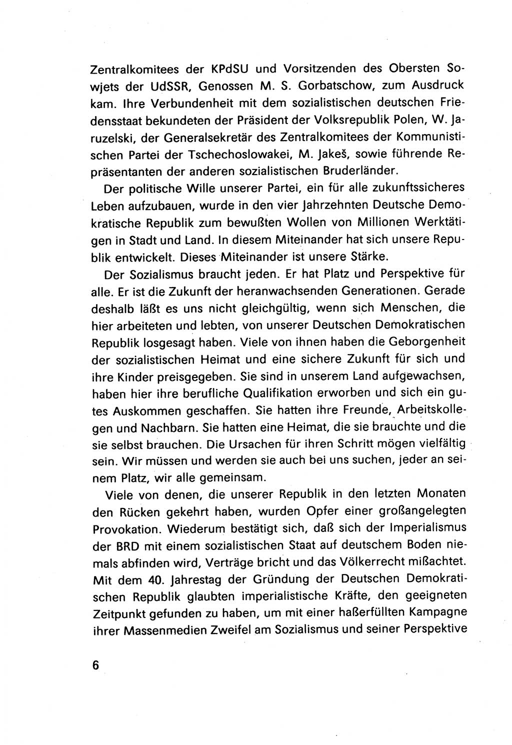 Erklärung des Politbüros des ZK (Zentralkomitee) der SED (Sozialistische Einheitspartei Deutschlands) [Deutsche Demokratische Republik (DDR)] 1989, Seite 6 (Erkl. PB ZK SED DDR 1989, S. 6)