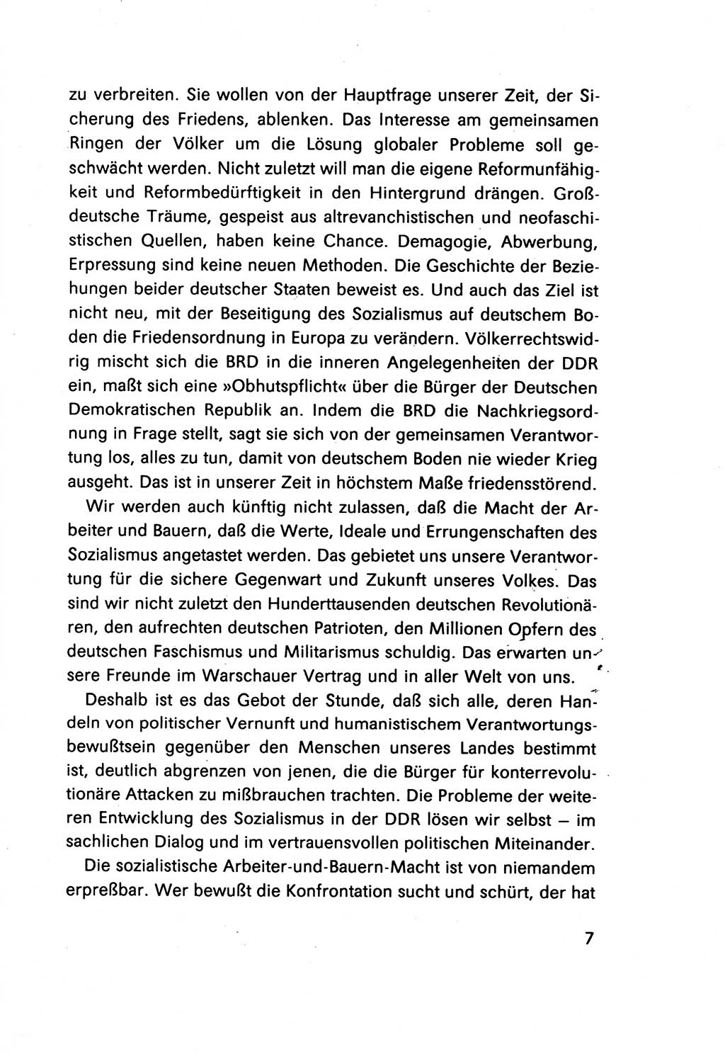 Erklärung des Politbüros des ZK (Zentralkomitee) der SED (Sozialistische Einheitspartei Deutschlands) [Deutsche Demokratische Republik (DDR)] 1989, Seite 7 (Erkl. PB ZK SED DDR 1989, S. 7)