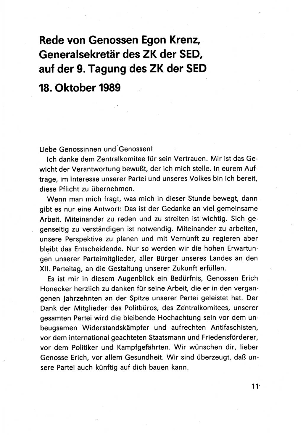 Erklärung des Politbüros des ZK (Zentralkomitee) der SED (Sozialistische Einheitspartei Deutschlands) [Deutsche Demokratische Republik (DDR)] 1989, Seite 11 (Erkl. PB ZK SED DDR 1989, S. 11)