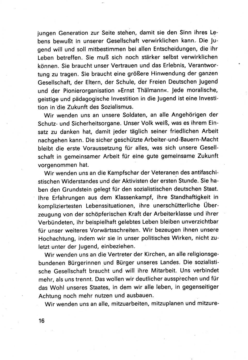 Erklärung des Politbüros des ZK (Zentralkomitee) der SED (Sozialistische Einheitspartei Deutschlands) [Deutsche Demokratische Republik (DDR)] 1989, Seite 16 (Erkl. PB ZK SED DDR 1989, S. 16)