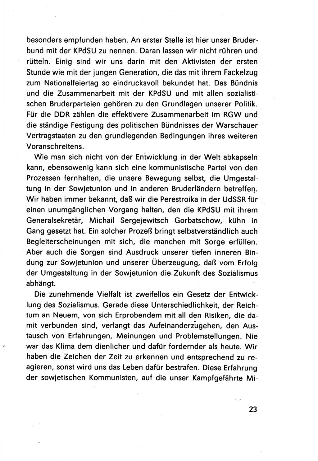 Erklärung des Politbüros des ZK (Zentralkomitee) der SED (Sozialistische Einheitspartei Deutschlands) [Deutsche Demokratische Republik (DDR)] 1989, Seite 23 (Erkl. PB ZK SED DDR 1989, S. 23)