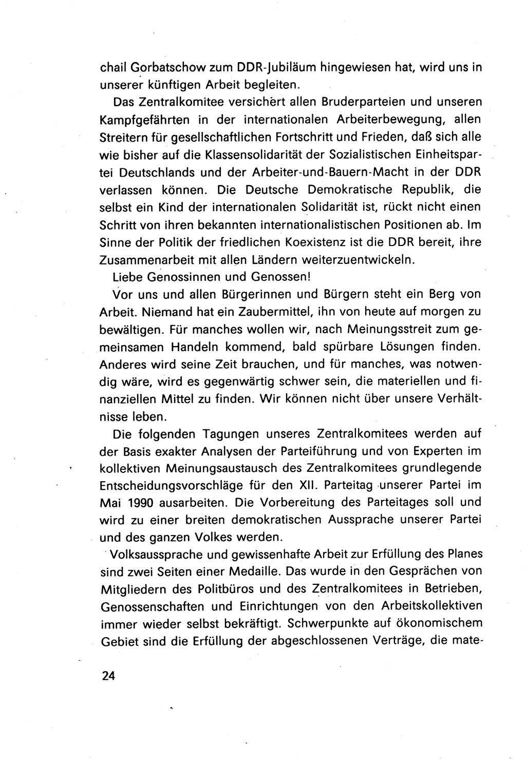 Erklärung des Politbüros des ZK (Zentralkomitee) der SED (Sozialistische Einheitspartei Deutschlands) [Deutsche Demokratische Republik (DDR)] 1989, Seite 24 (Erkl. PB ZK SED DDR 1989, S. 24)