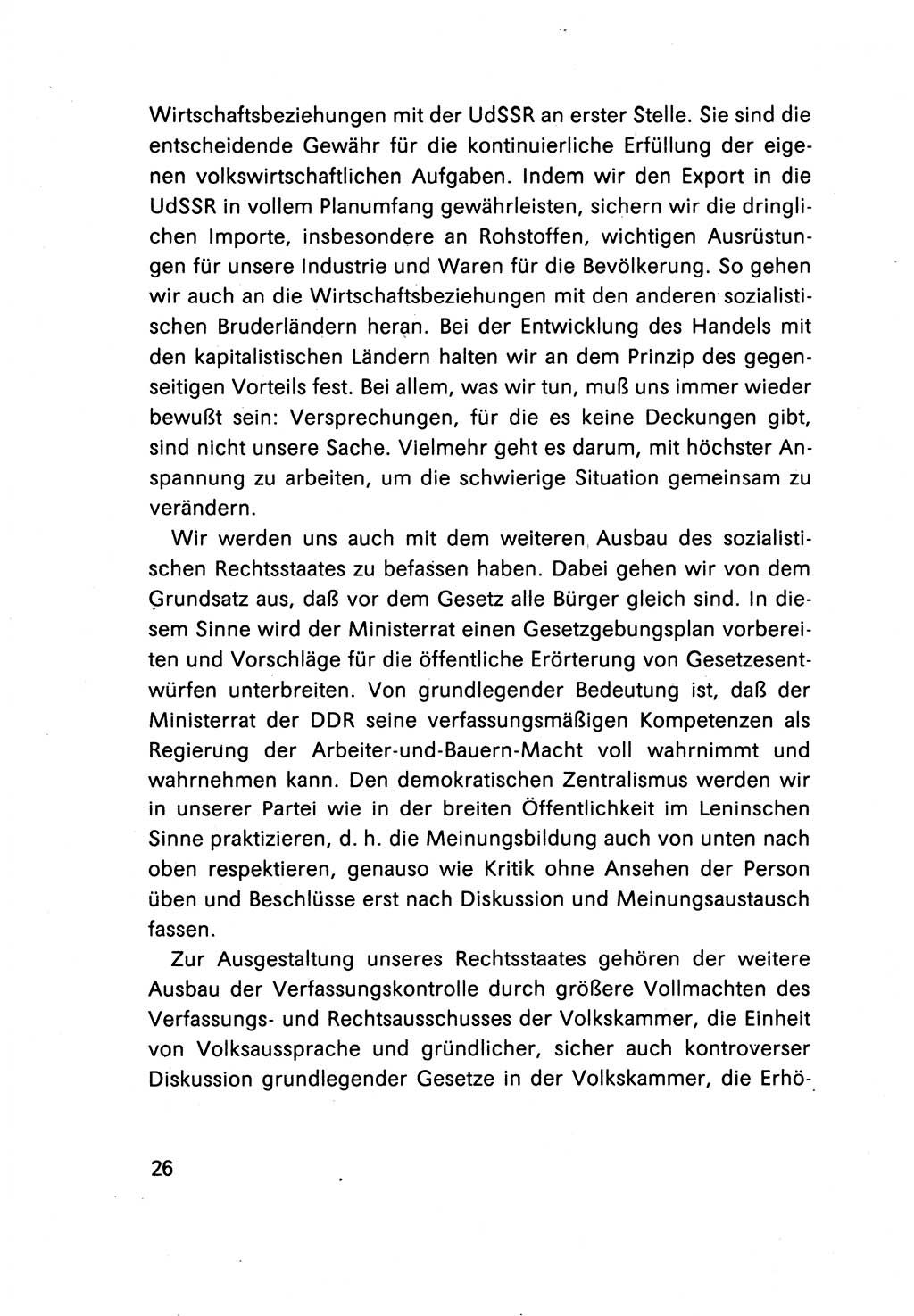 Erklärung des Politbüros des ZK (Zentralkomitee) der SED (Sozialistische Einheitspartei Deutschlands) [Deutsche Demokratische Republik (DDR)] 1989, Seite 26 (Erkl. PB ZK SED DDR 1989, S. 26)