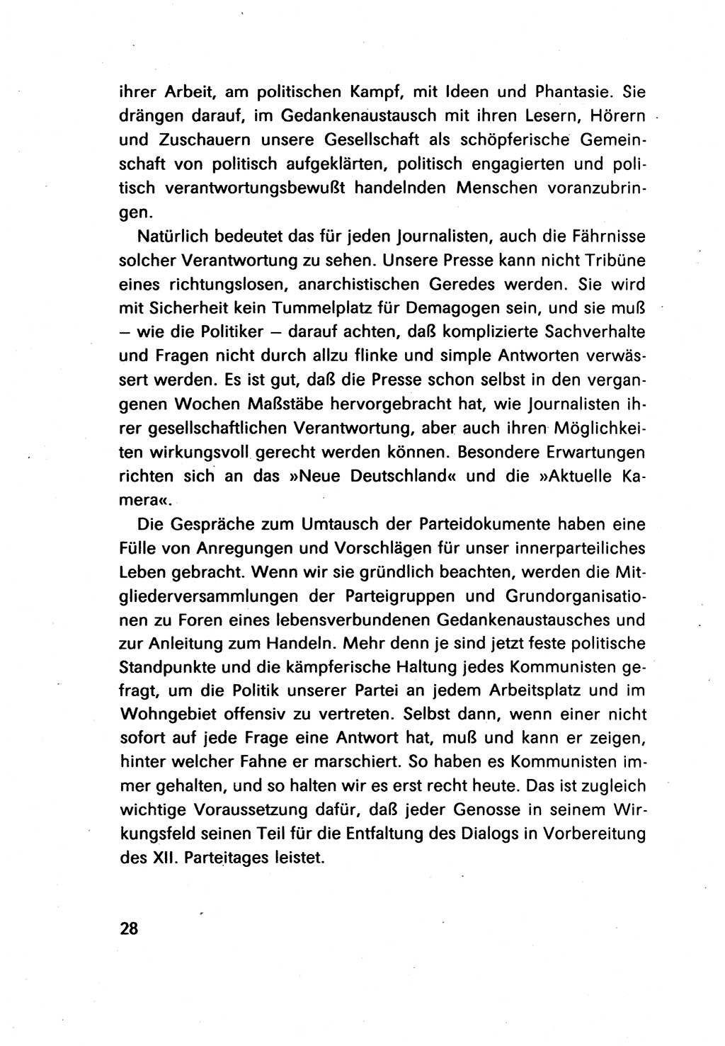 Erklärung des Politbüros des ZK (Zentralkomitee) der SED (Sozialistische Einheitspartei Deutschlands) [Deutsche Demokratische Republik (DDR)] 1989, Seite 28 (Erkl. PB ZK SED DDR 1989, S. 28)