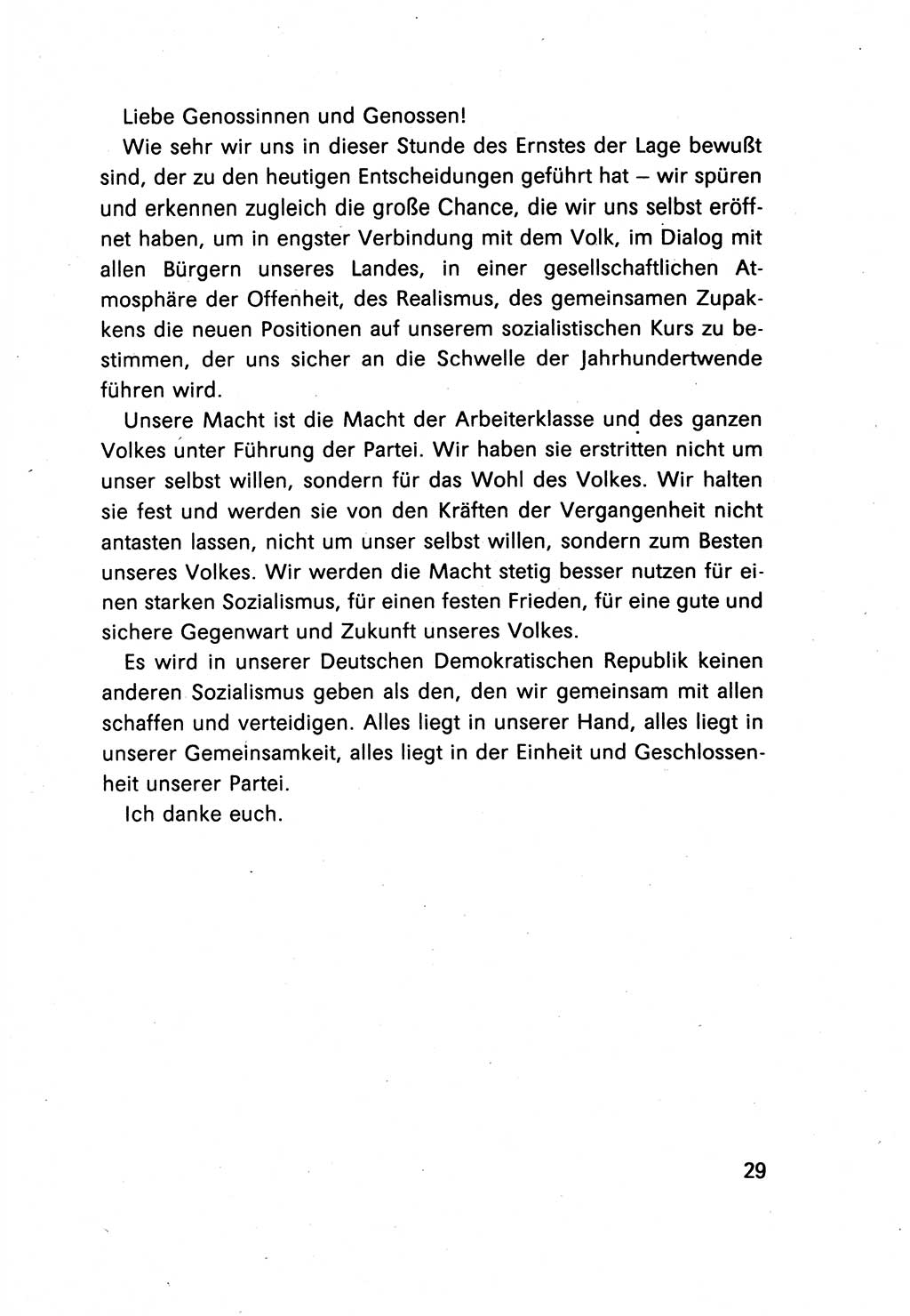 Erklärung des Politbüros des ZK (Zentralkomitee) der SED (Sozialistische Einheitspartei Deutschlands) [Deutsche Demokratische Republik (DDR)] 1989, Seite 29 (Erkl. PB ZK SED DDR 1989, S. 29)