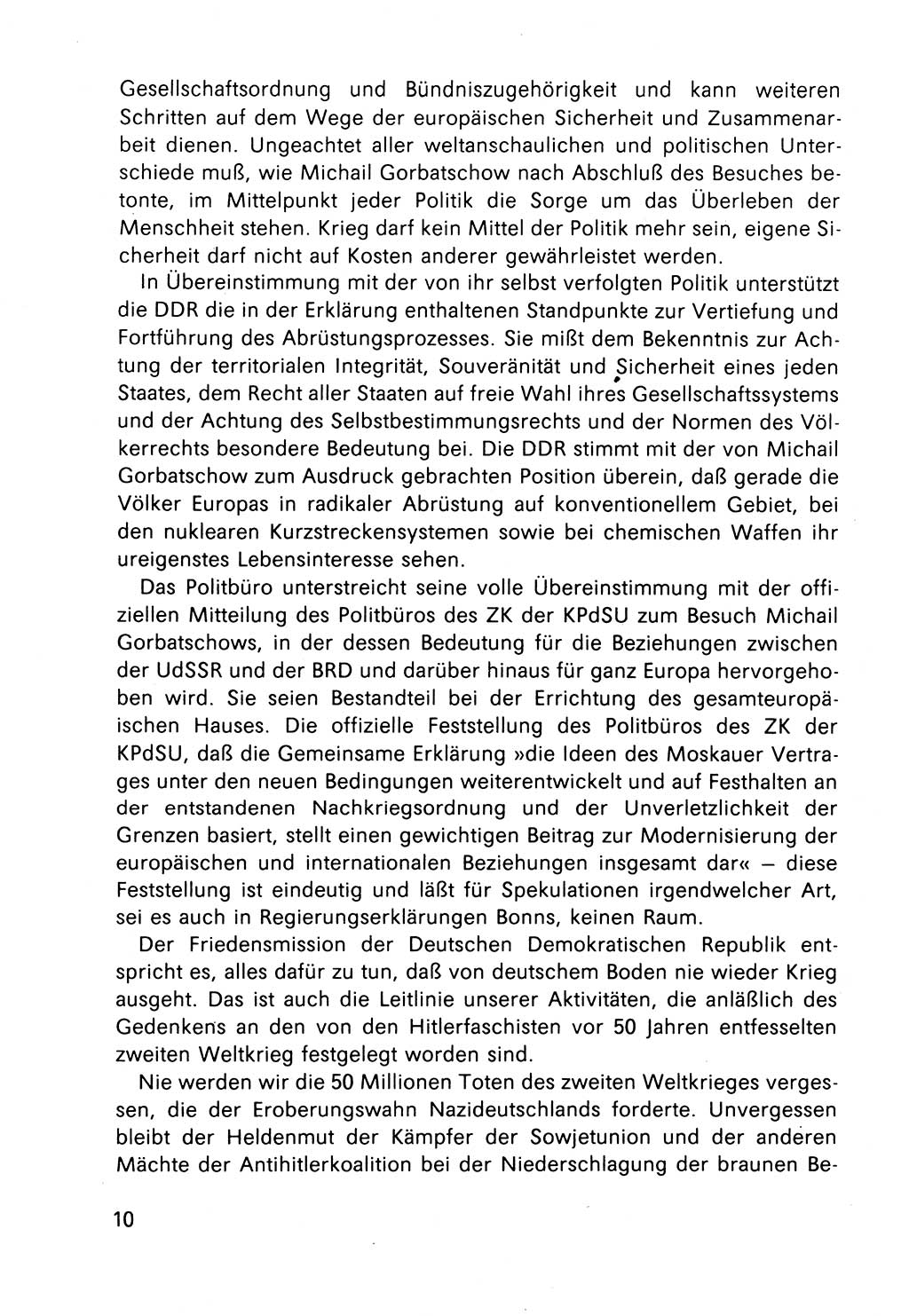 Bericht des Politbüros (PB) an das Zentralkomitee (ZK) der SED (Sozialistische Einheitspartei Deutschlands) [Deutsche Demokratische Republik (DDR)], 8. Tagung des Zentralkomitees des ZK der SED 1989, Seite 10 (Ber. PB ZK SED 8. Tg. DDR 1989, S. 10)