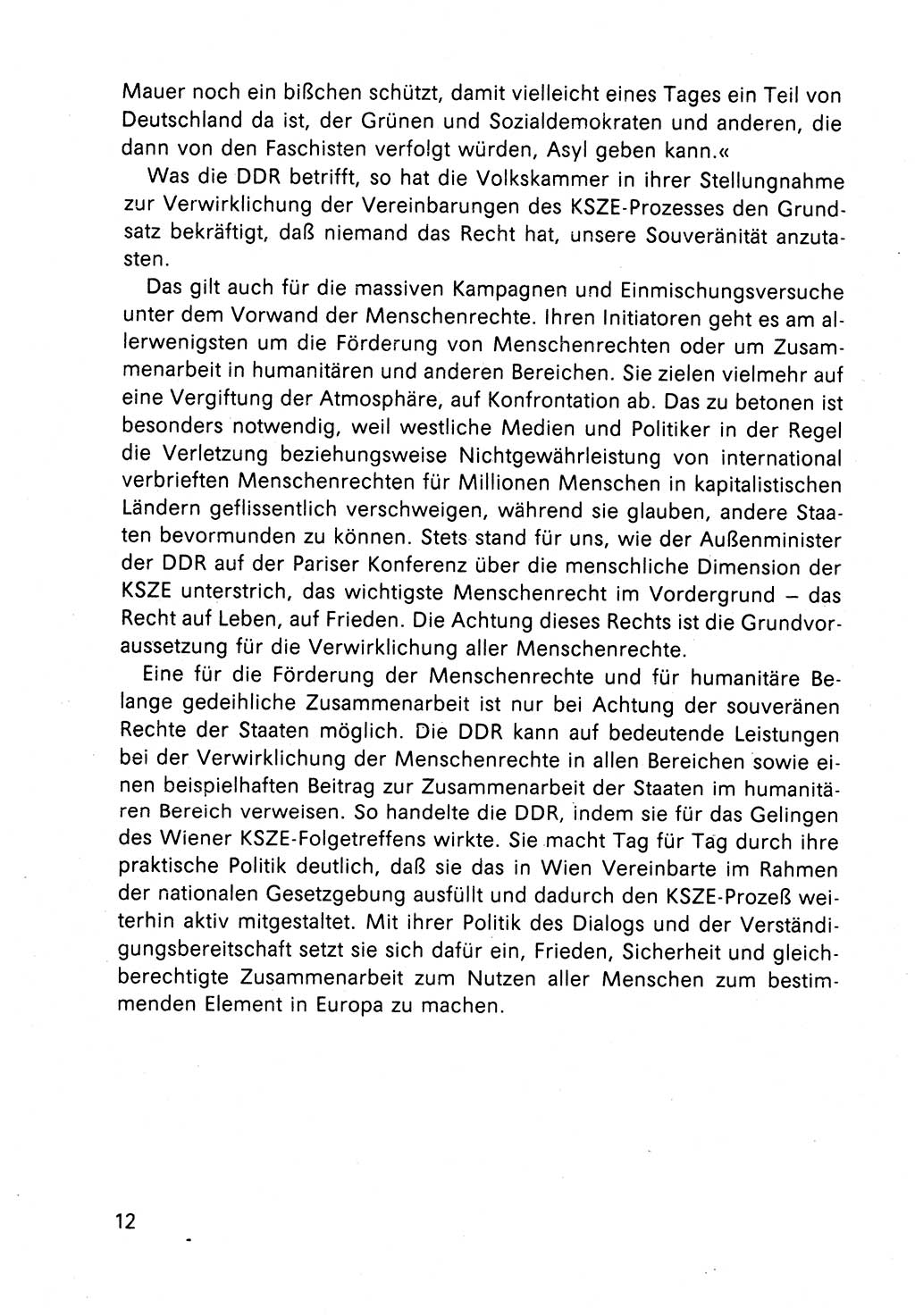 Bericht des Politbüros (PB) an das Zentralkomitee (ZK) der SED (Sozialistische Einheitspartei Deutschlands) [Deutsche Demokratische Republik (DDR)], 8. Tagung des Zentralkomitees des ZK der SED 1989, Seite 12 (Ber. PB ZK SED 8. Tg. DDR 1989, S. 12)