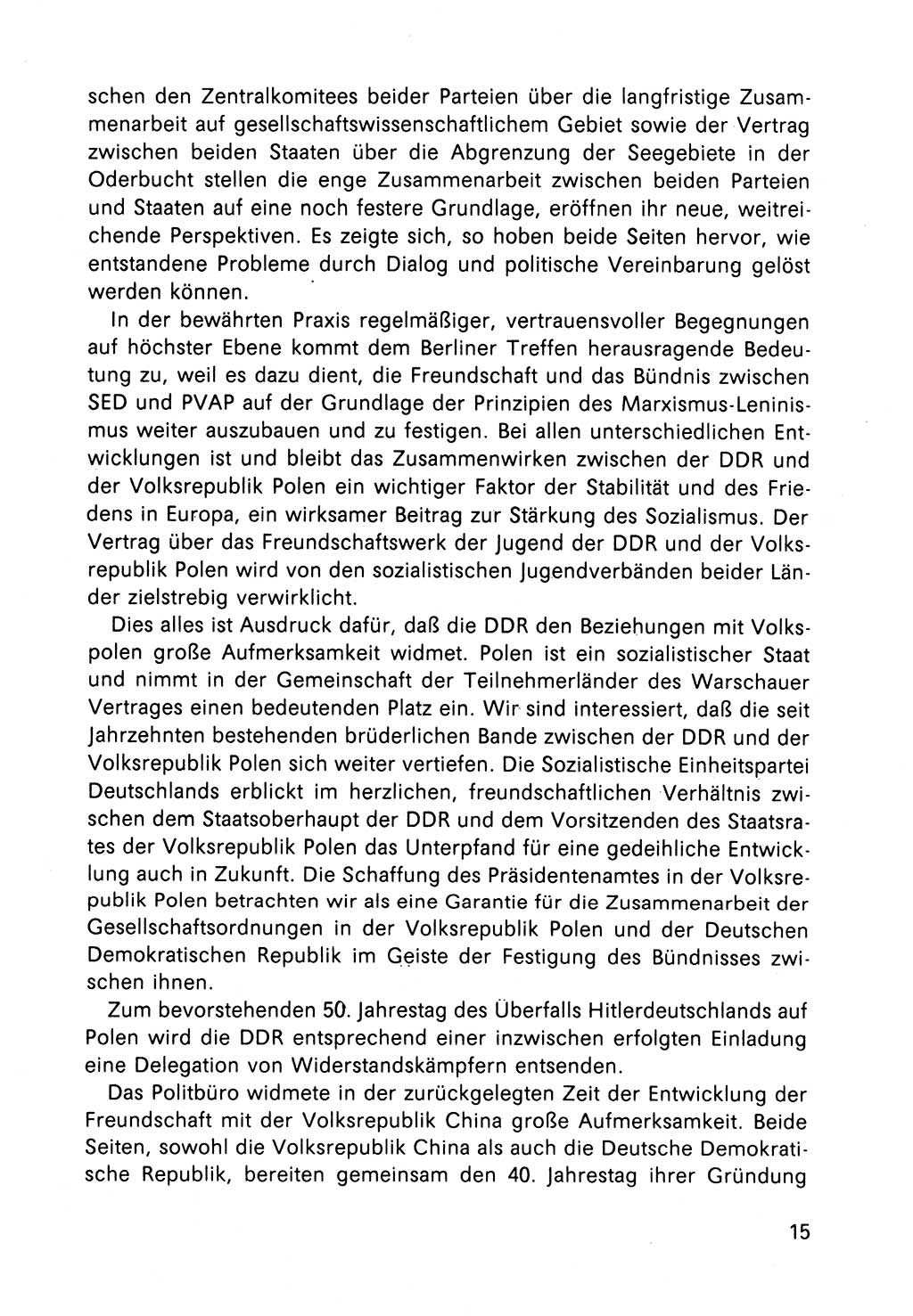 Bericht des Politbüros (PB) an das Zentralkomitee (ZK) der SED (Sozialistische Einheitspartei Deutschlands) [Deutsche Demokratische Republik (DDR)], 8. Tagung des Zentralkomitees des ZK der SED 1989, Seite 15 (Ber. PB ZK SED 8. Tg. DDR 1989, S. 15)