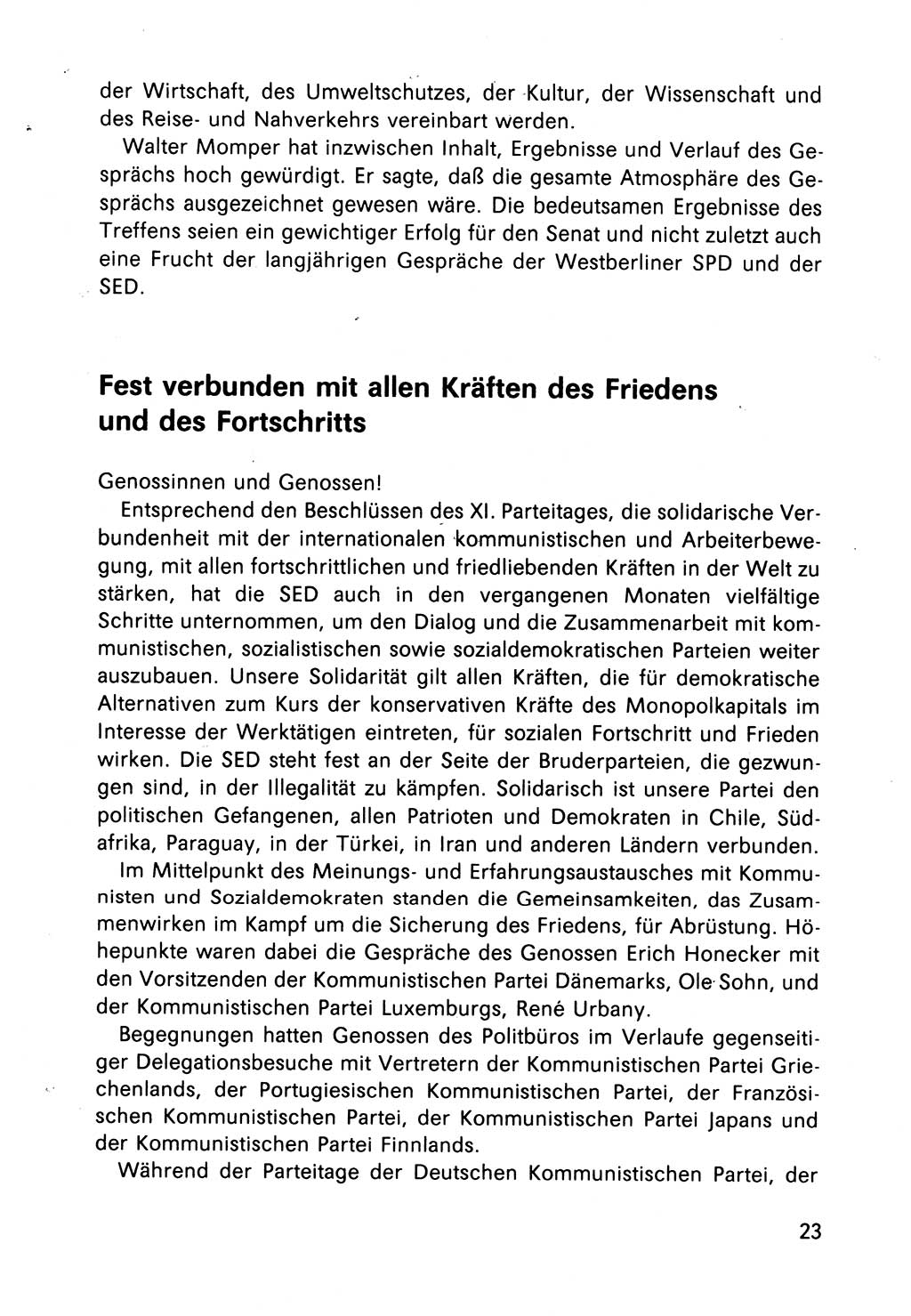 Bericht des Politbüros (PB) an das Zentralkomitee (ZK) der SED (Sozialistische Einheitspartei Deutschlands) [Deutsche Demokratische Republik (DDR)], 8. Tagung des Zentralkomitees des ZK der SED 1989, Seite 23 (Ber. PB ZK SED 8. Tg. DDR 1989, S. 23)