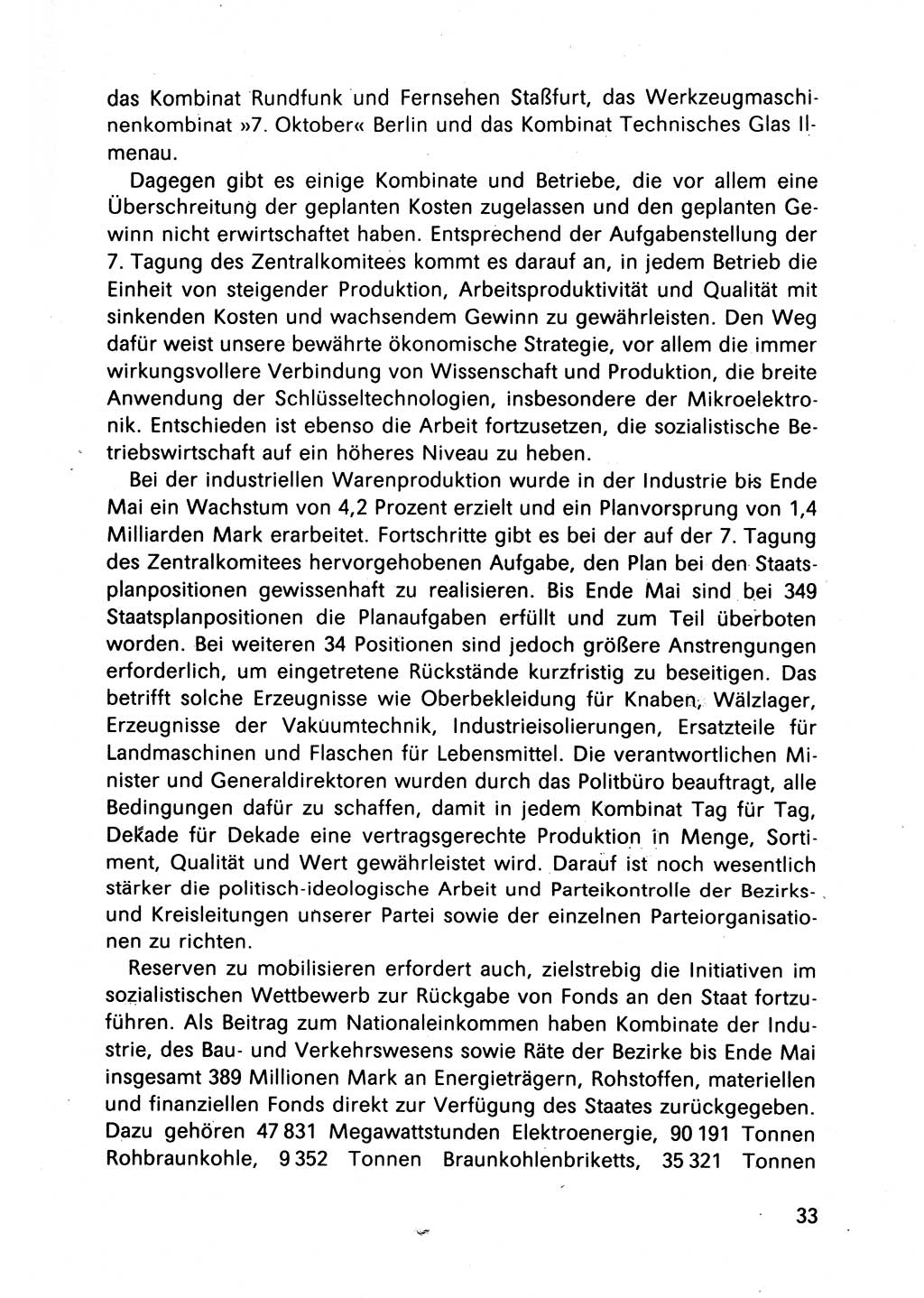 Bericht des Politbüros (PB) an das Zentralkomitee (ZK) der SED (Sozialistische Einheitspartei Deutschlands) [Deutsche Demokratische Republik (DDR)], 8. Tagung des Zentralkomitees des ZK der SED 1989, Seite 33 (Ber. PB ZK SED 8. Tg. DDR 1989, S. 33)
