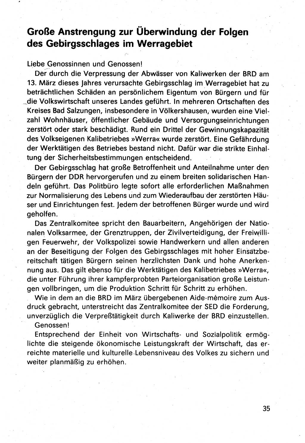 Bericht des Politbüros (PB) an das Zentralkomitee (ZK) der SED (Sozialistische Einheitspartei Deutschlands) [Deutsche Demokratische Republik (DDR)], 8. Tagung des Zentralkomitees des ZK der SED 1989, Seite 35 (Ber. PB ZK SED 8. Tg. DDR 1989, S. 35)