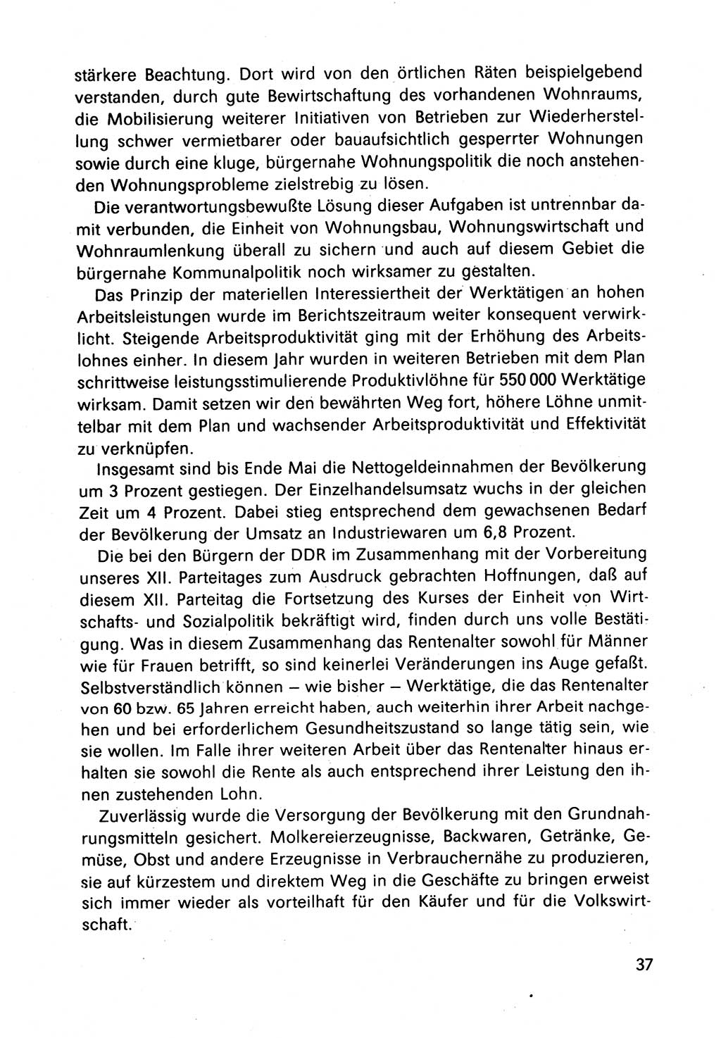 Bericht des Politbüros (PB) an das Zentralkomitee (ZK) der SED (Sozialistische Einheitspartei Deutschlands) [Deutsche Demokratische Republik (DDR)], 8. Tagung des Zentralkomitees des ZK der SED 1989, Seite 37 (Ber. PB ZK SED 8. Tg. DDR 1989, S. 37)