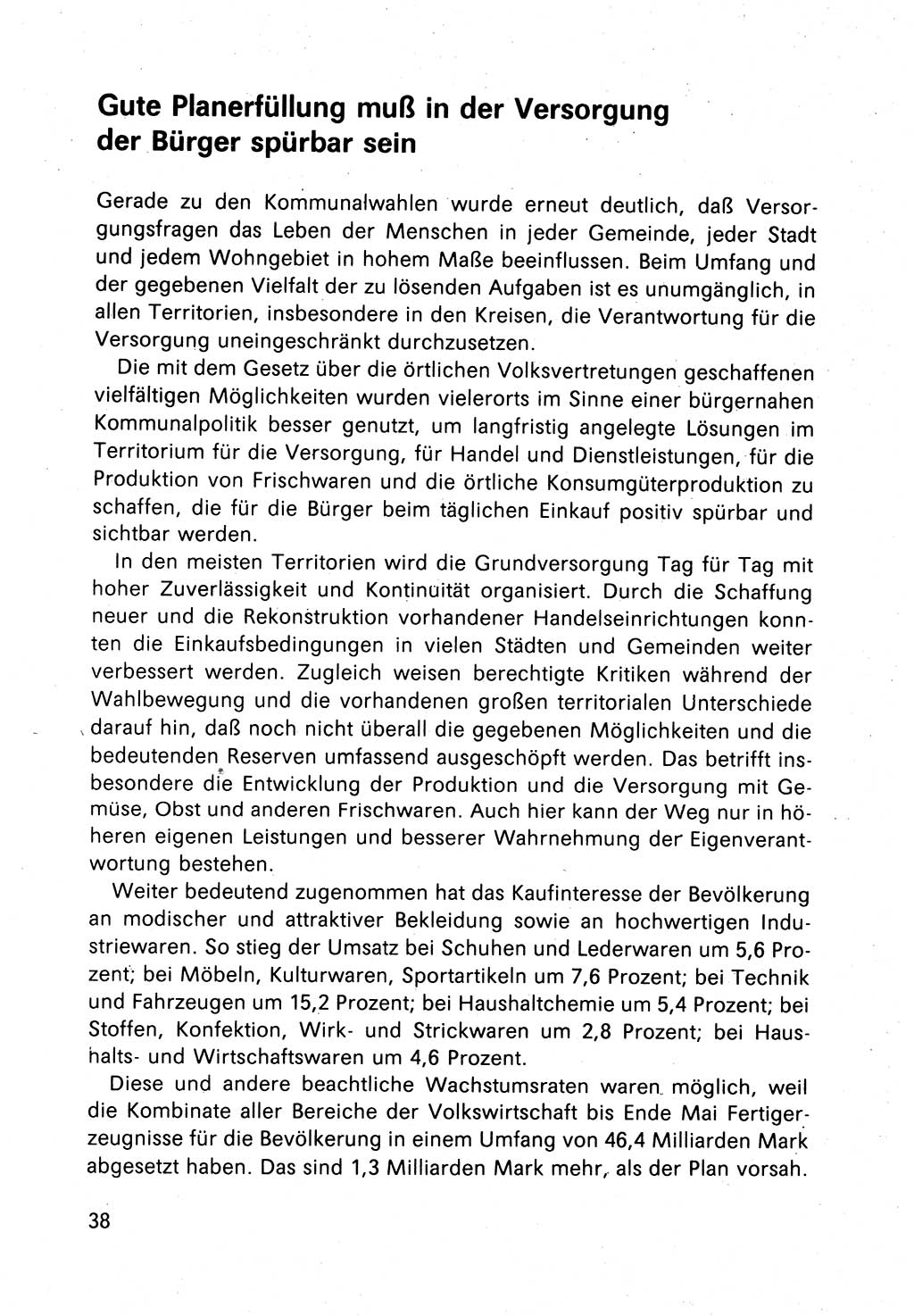 Bericht des Politbüros (PB) an das Zentralkomitee (ZK) der SED (Sozialistische Einheitspartei Deutschlands) [Deutsche Demokratische Republik (DDR)], 8. Tagung des Zentralkomitees des ZK der SED 1989, Seite 38 (Ber. PB ZK SED 8. Tg. DDR 1989, S. 38)