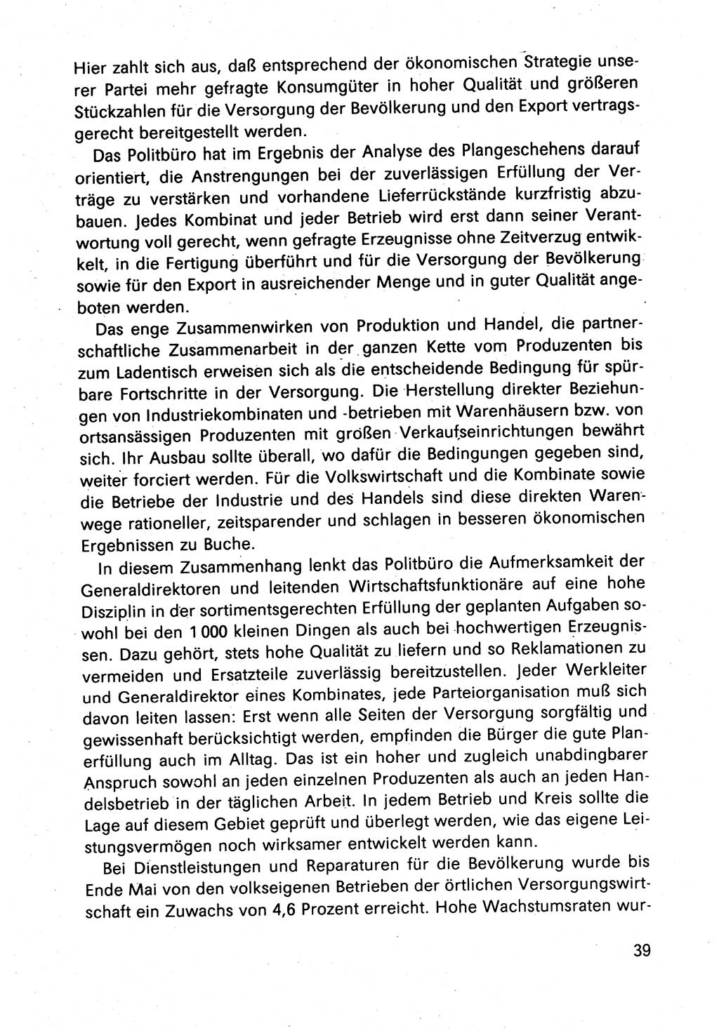 Bericht des Politbüros (PB) an das Zentralkomitee (ZK) der SED (Sozialistische Einheitspartei Deutschlands) [Deutsche Demokratische Republik (DDR)], 8. Tagung des Zentralkomitees des ZK der SED 1989, Seite 39 (Ber. PB ZK SED 8. Tg. DDR 1989, S. 39)