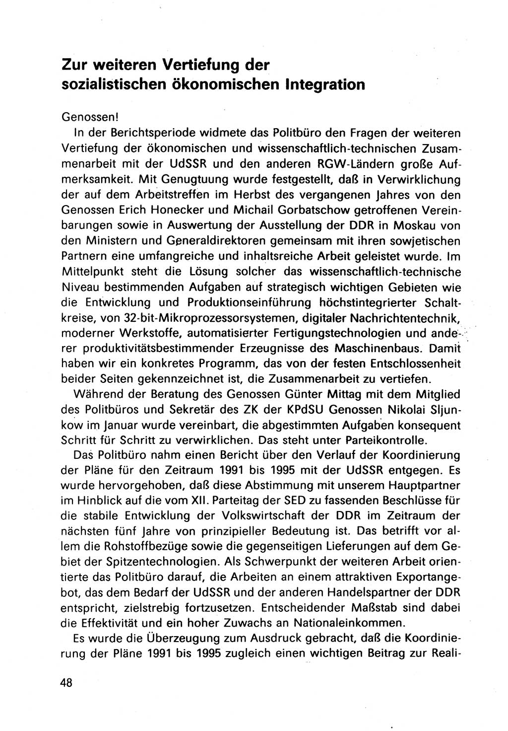 Bericht des Politbüros (PB) an das Zentralkomitee (ZK) der SED (Sozialistische Einheitspartei Deutschlands) [Deutsche Demokratische Republik (DDR)], 8. Tagung des Zentralkomitees des ZK der SED 1989, Seite 48 (Ber. PB ZK SED 8. Tg. DDR 1989, S. 48)