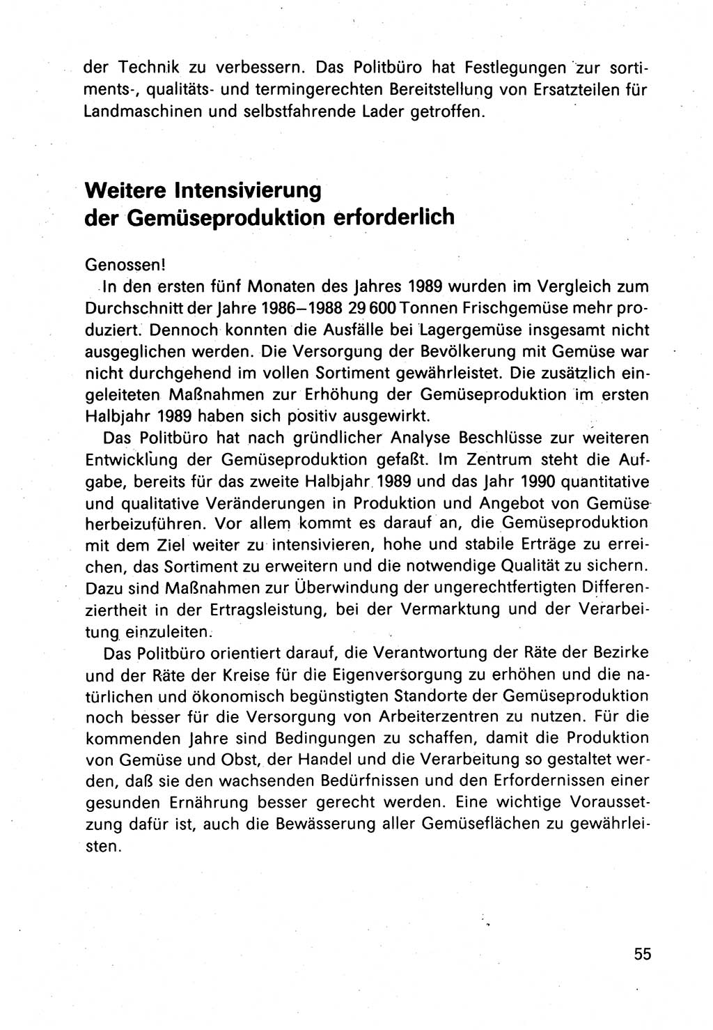 Bericht des Politbüros (PB) an das Zentralkomitee (ZK) der SED (Sozialistische Einheitspartei Deutschlands) [Deutsche Demokratische Republik (DDR)], 8. Tagung des Zentralkomitees des ZK der SED 1989, Seite 55 (Ber. PB ZK SED 8. Tg. DDR 1989, S. 55)