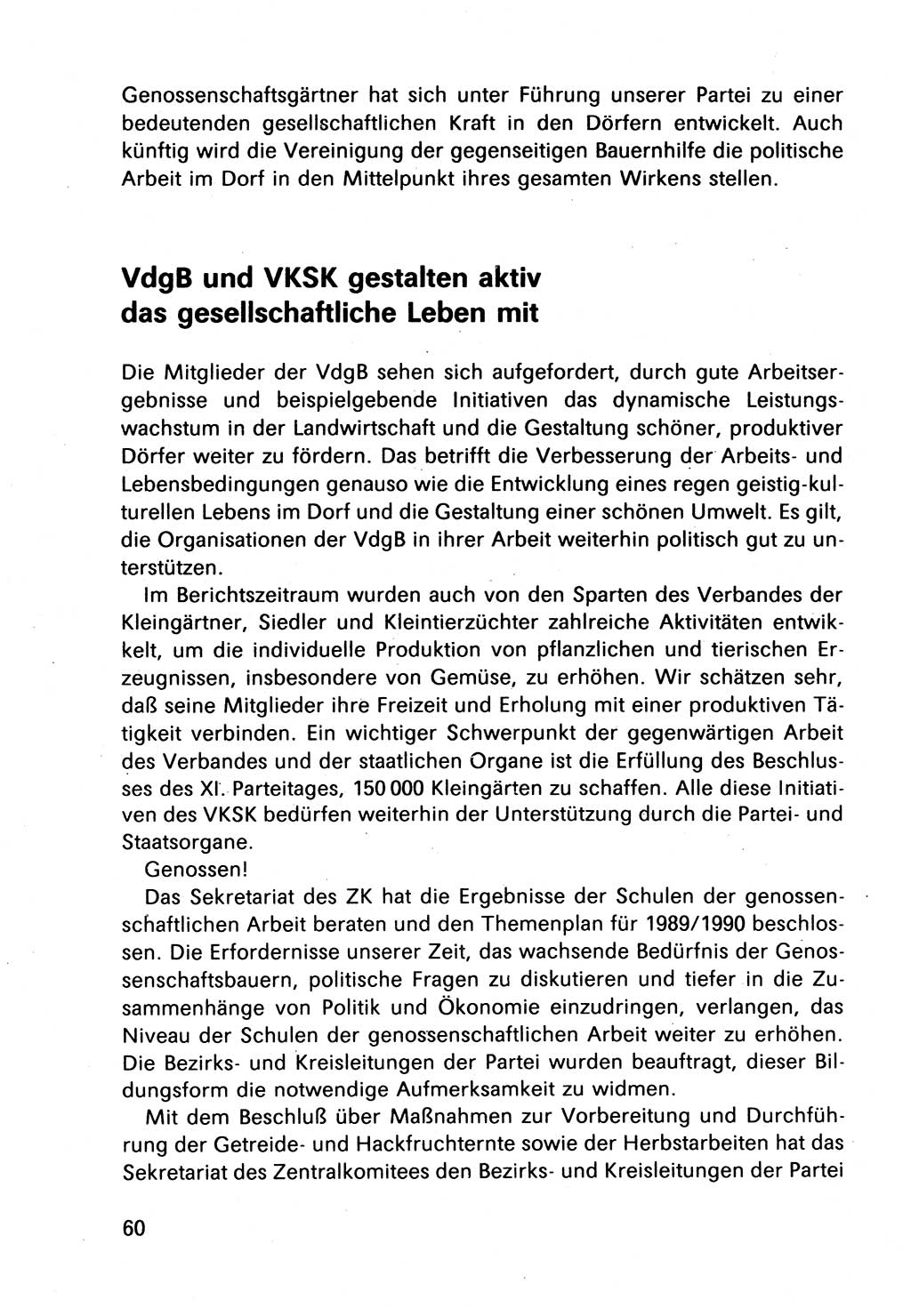 Bericht des Politbüros (PB) an das Zentralkomitee (ZK) der SED (Sozialistische Einheitspartei Deutschlands) [Deutsche Demokratische Republik (DDR)], 8. Tagung des Zentralkomitees des ZK der SED 1989, Seite 60 (Ber. PB ZK SED 8. Tg. DDR 1989, S. 60)