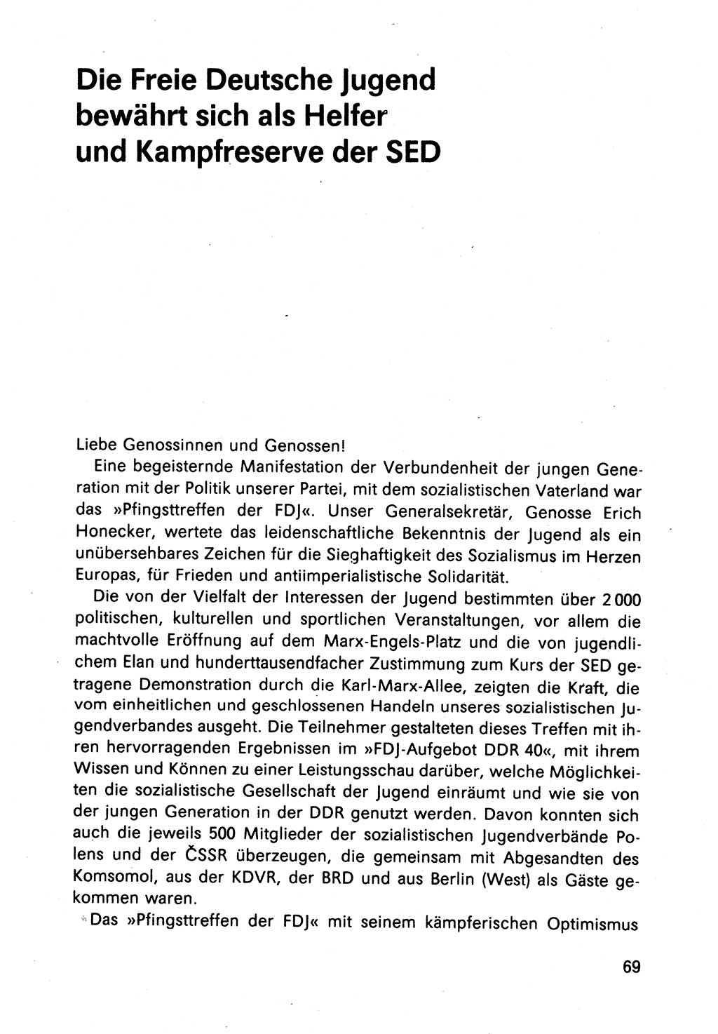 Bericht des Politbüros (PB) an das Zentralkomitee (ZK) der SED (Sozialistische Einheitspartei Deutschlands) [Deutsche Demokratische Republik (DDR)], 8. Tagung des Zentralkomitees des ZK der SED 1989, Seite 69 (Ber. PB ZK SED 8. Tg. DDR 1989, S. 69)