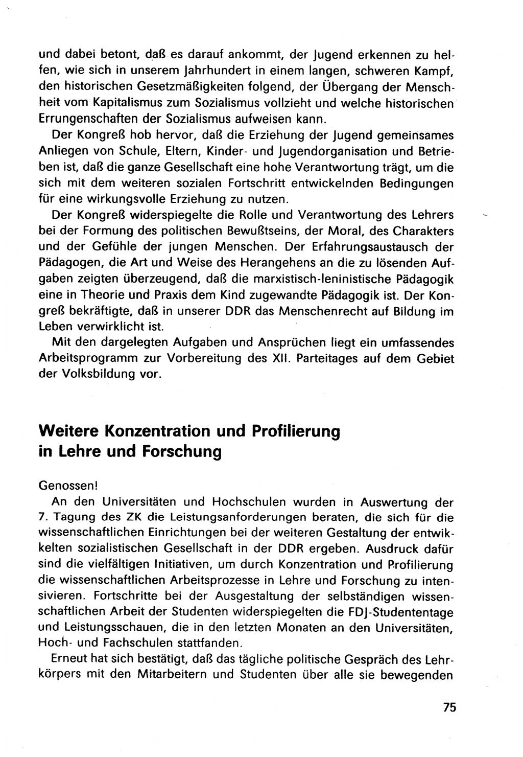 Bericht des Politbüros (PB) an das Zentralkomitee (ZK) der SED (Sozialistische Einheitspartei Deutschlands) [Deutsche Demokratische Republik (DDR)], 8. Tagung des Zentralkomitees des ZK der SED 1989, Seite 75 (Ber. PB ZK SED 8. Tg. DDR 1989, S. 75)