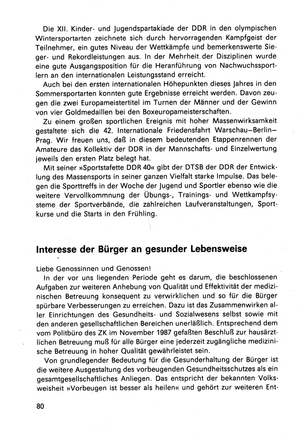 Bericht des Politbüros (PB) an das Zentralkomitee (ZK) der SED (Sozialistische Einheitspartei Deutschlands) [Deutsche Demokratische Republik (DDR)], 8. Tagung des Zentralkomitees des ZK der SED 1989, Seite 80 (Ber. PB ZK SED 8. Tg. DDR 1989, S. 80)