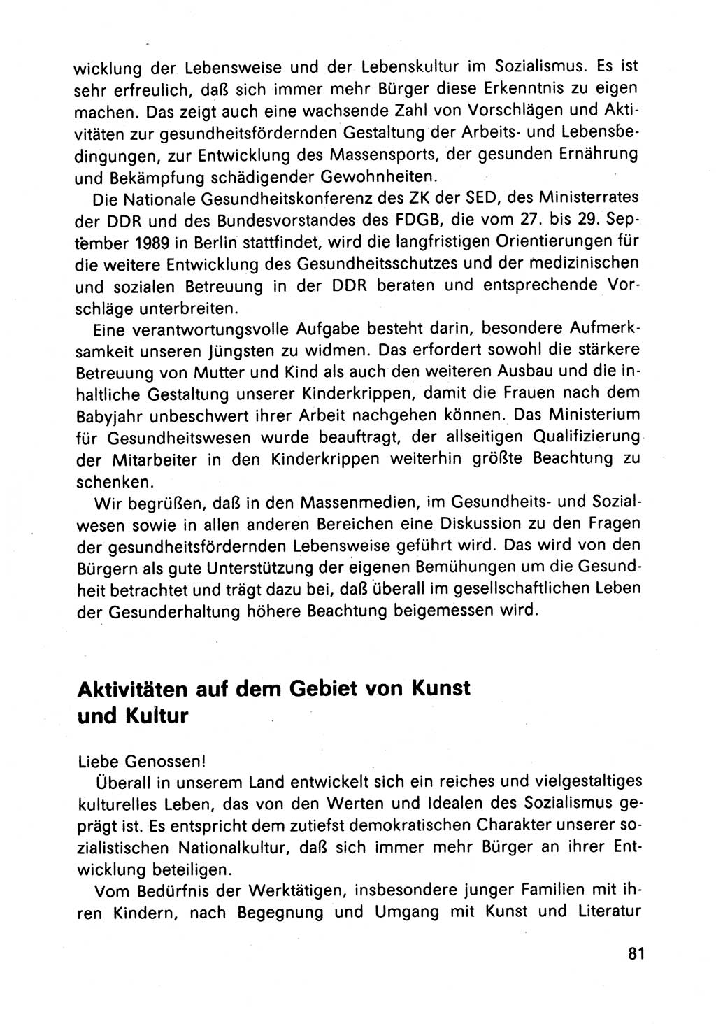 Bericht des Politbüros (PB) an das Zentralkomitee (ZK) der SED (Sozialistische Einheitspartei Deutschlands) [Deutsche Demokratische Republik (DDR)], 8. Tagung des Zentralkomitees des ZK der SED 1989, Seite 81 (Ber. PB ZK SED 8. Tg. DDR 1989, S. 81)