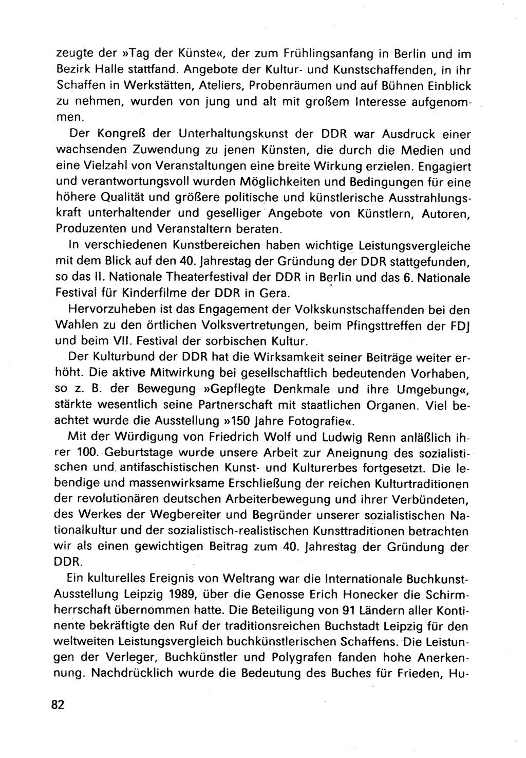 Bericht des Politbüros (PB) an das Zentralkomitee (ZK) der SED (Sozialistische Einheitspartei Deutschlands) [Deutsche Demokratische Republik (DDR)], 8. Tagung des Zentralkomitees des ZK der SED 1989, Seite 82 (Ber. PB ZK SED 8. Tg. DDR 1989, S. 82)