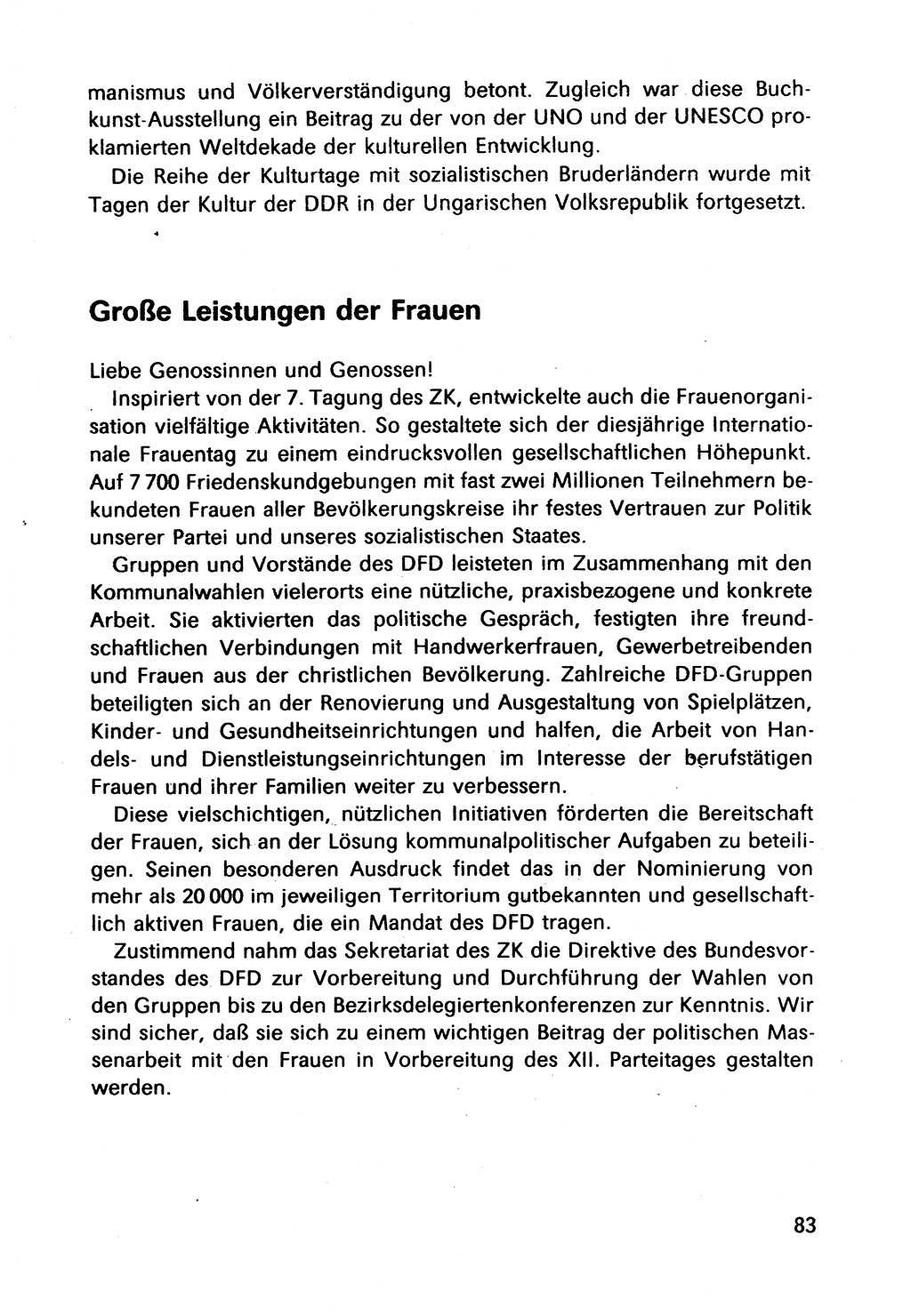 Bericht des Politbüros (PB) an das Zentralkomitee (ZK) der SED (Sozialistische Einheitspartei Deutschlands) [Deutsche Demokratische Republik (DDR)], 8. Tagung des Zentralkomitees des ZK der SED 1989, Seite 83 (Ber. PB ZK SED 8. Tg. DDR 1989, S. 83)