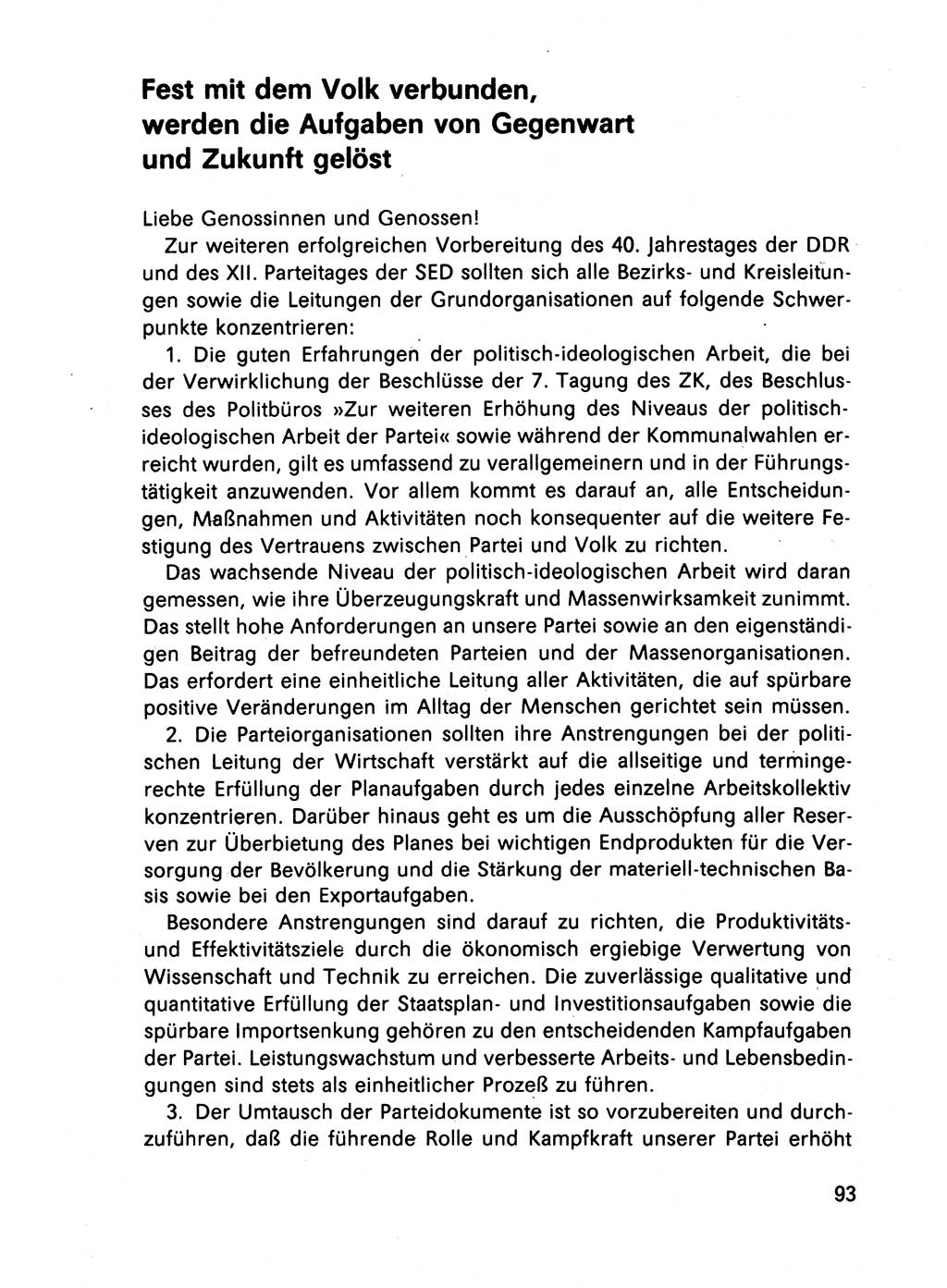 Bericht des Politbüros (PB) an das Zentralkomitee (ZK) der SED (Sozialistische Einheitspartei Deutschlands) [Deutsche Demokratische Republik (DDR)], 8. Tagung des Zentralkomitees des ZK der SED 1989, Seite 93 (Ber. PB ZK SED 8. Tg. DDR 1989, S. 93)