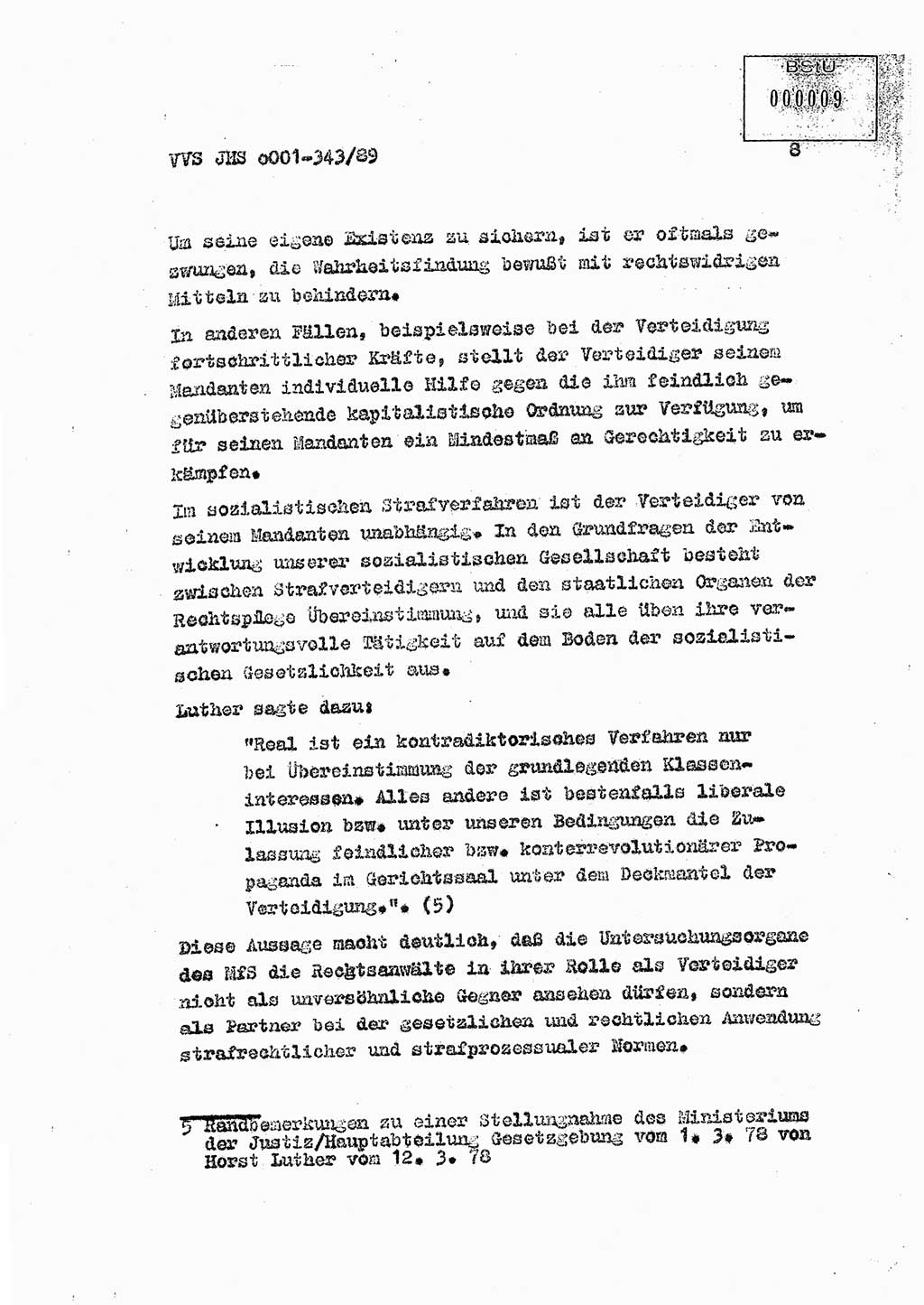 Diplomarbeit Offiziersschüler Axel Henschke (HA Ⅸ/9), Ministerium für Staatssicherheit (MfS) [Deutsche Demokratische Republik (DDR)], Juristische Hochschule (JHS), Vertrauliche Verschlußsache (VVS) o001-343/89, Potsdam 1989, Seite 8 (Dipl.-Arb. MfS DDR JHS VVS o001-343/89 1989, S. 8)